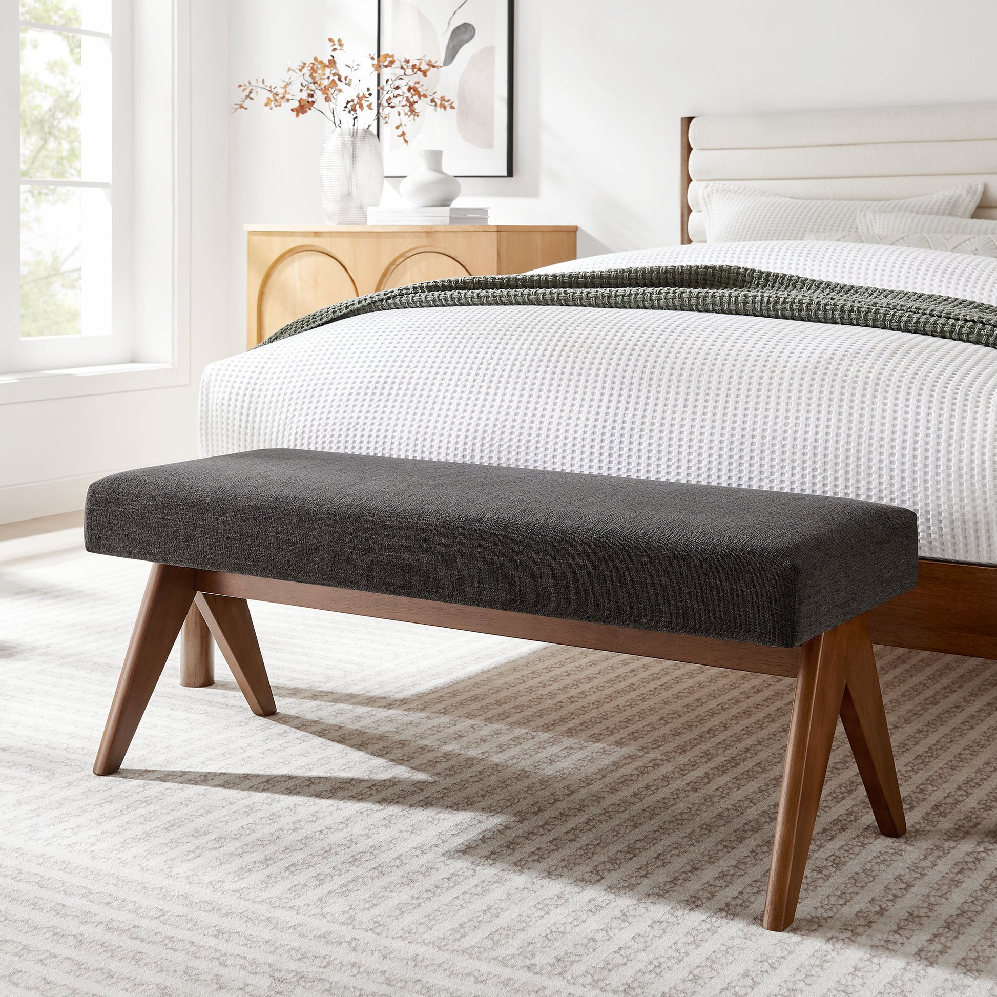 Lyra 47" Fabric Upholstered Bench by Modway - Best Buy Furniture