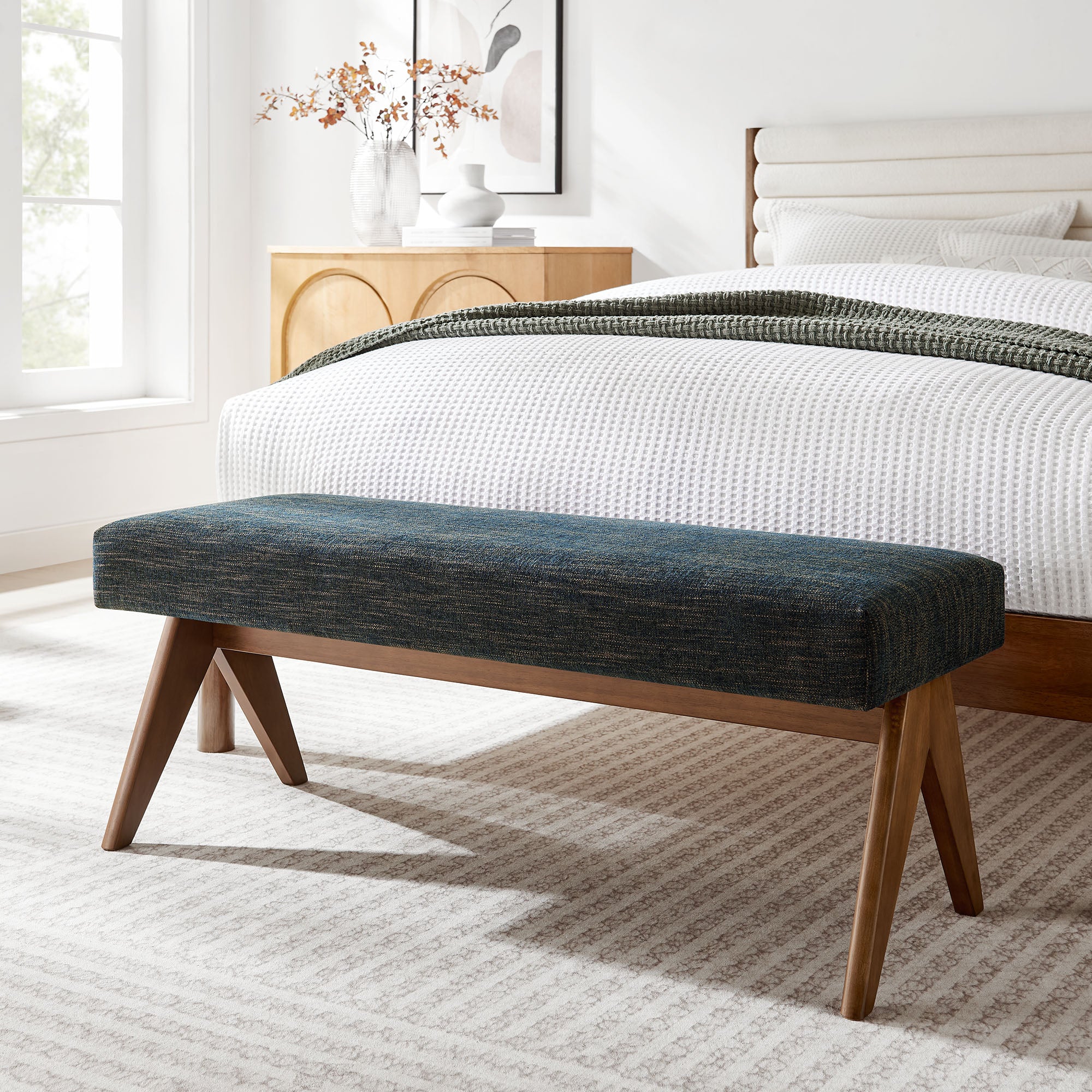 Lyra 47" Fabric Upholstered Bench by Modway - Best Buy Furniture