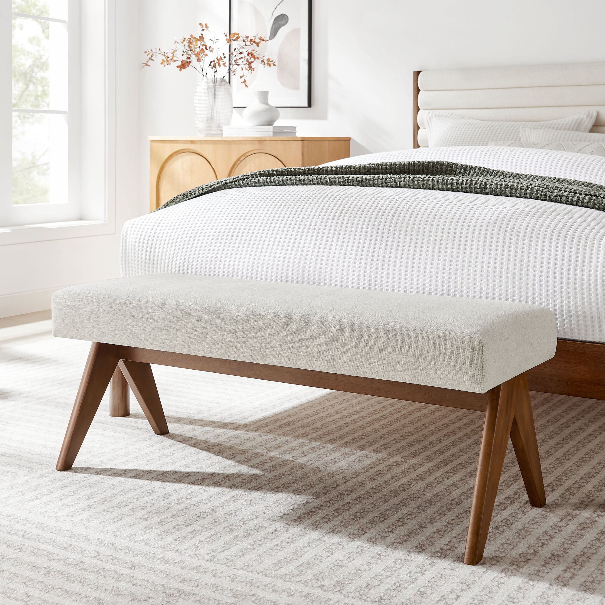 Lyra 47" Fabric Upholstered Bench by Modway - Best Buy Furniture