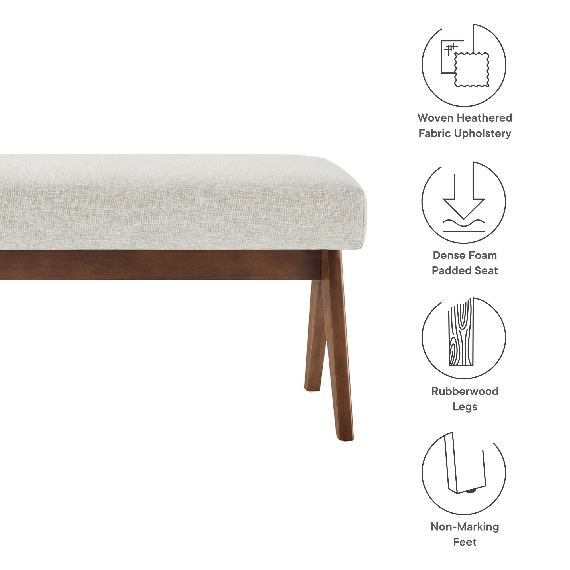 Lyra 47" Fabric Upholstered Bench by Modway - Best Buy Furniture