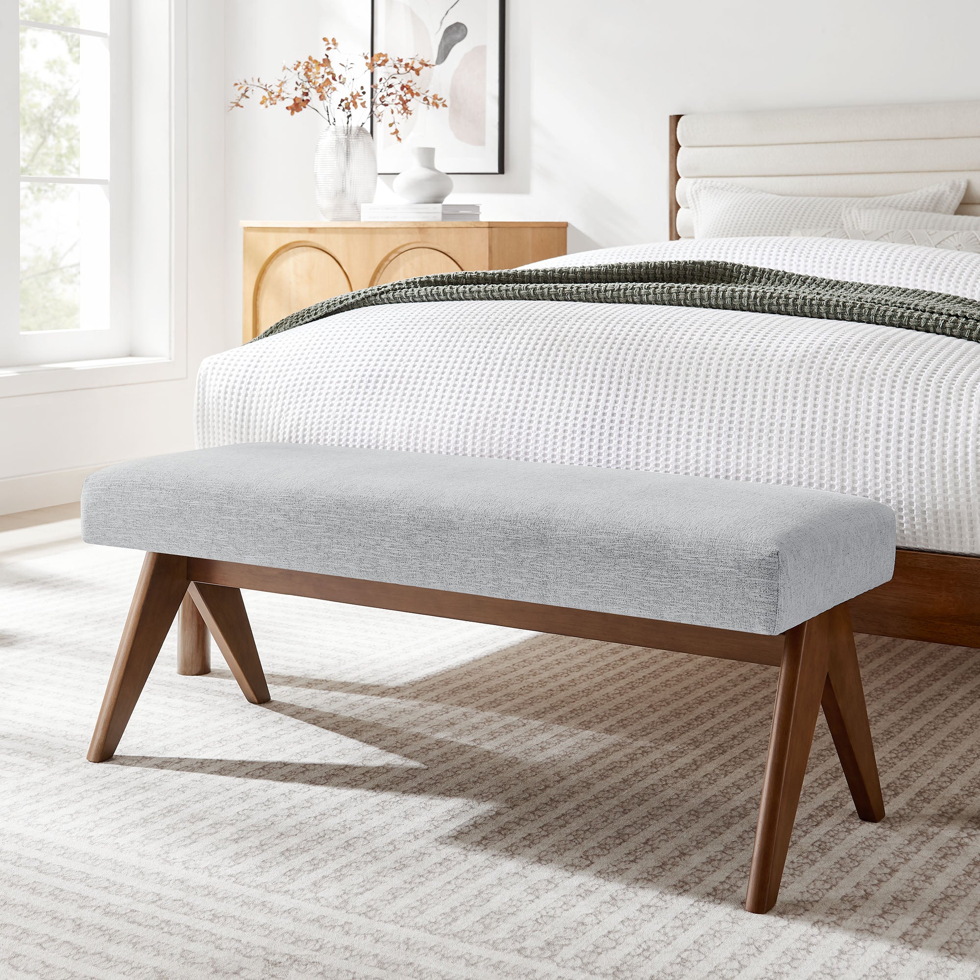Lyra 47" Fabric Upholstered Bench by Modway - Best Buy Furniture