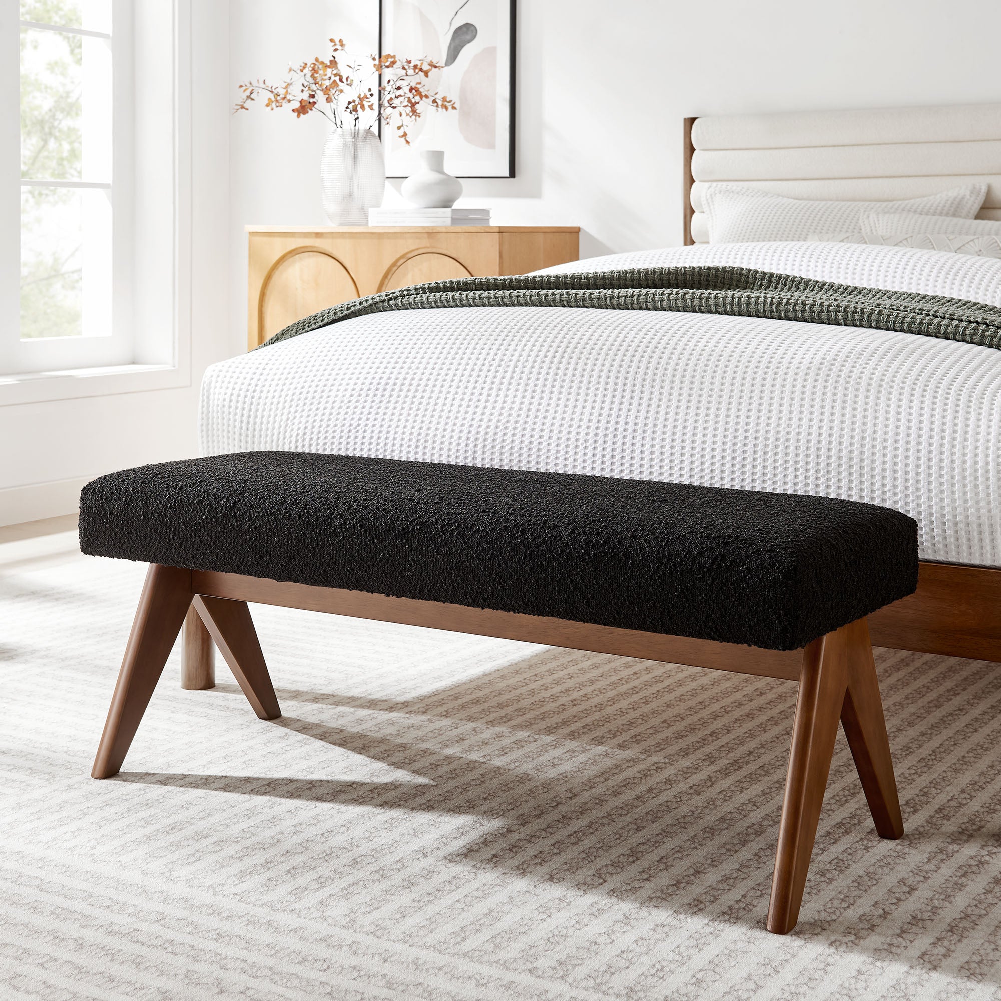 Lyra 47" Boucle Upholstered Bench by Modway - Best Buy Furniture