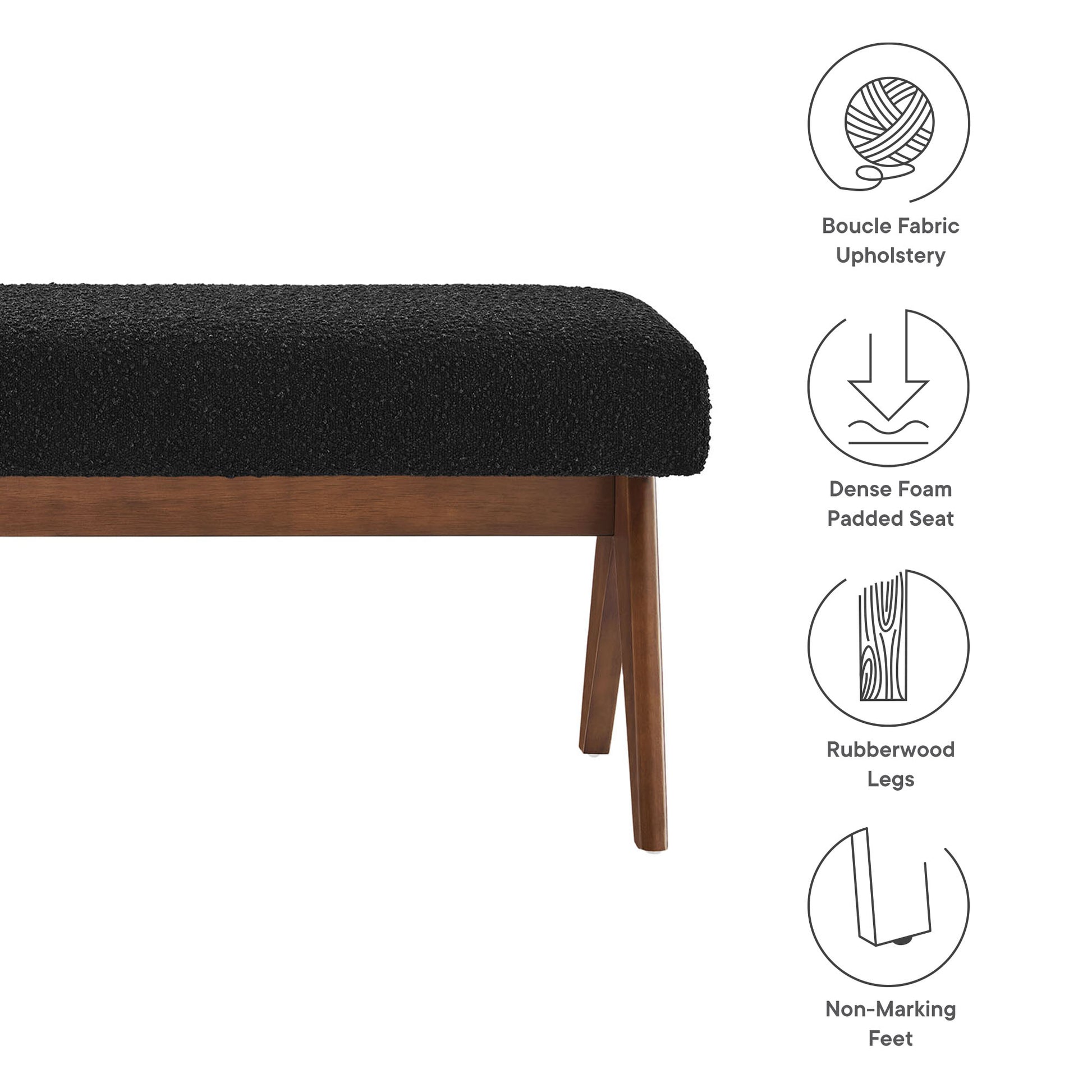 Lyra 47" Boucle Upholstered Bench by Modway - Best Buy Furniture