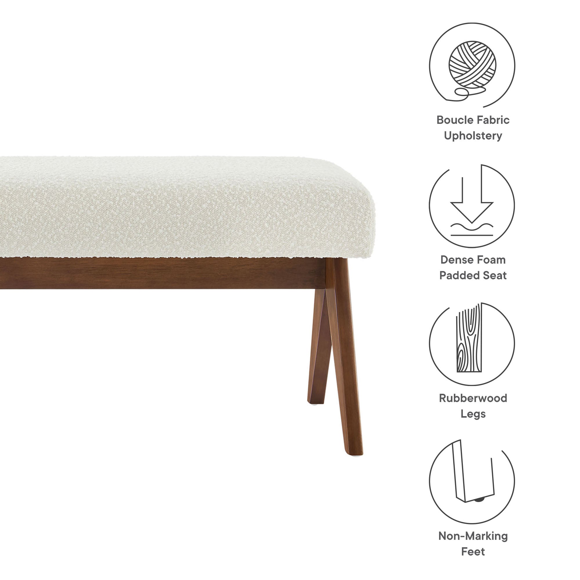 Lyra 47" Boucle Upholstered Bench by Modway - Best Buy Furniture
