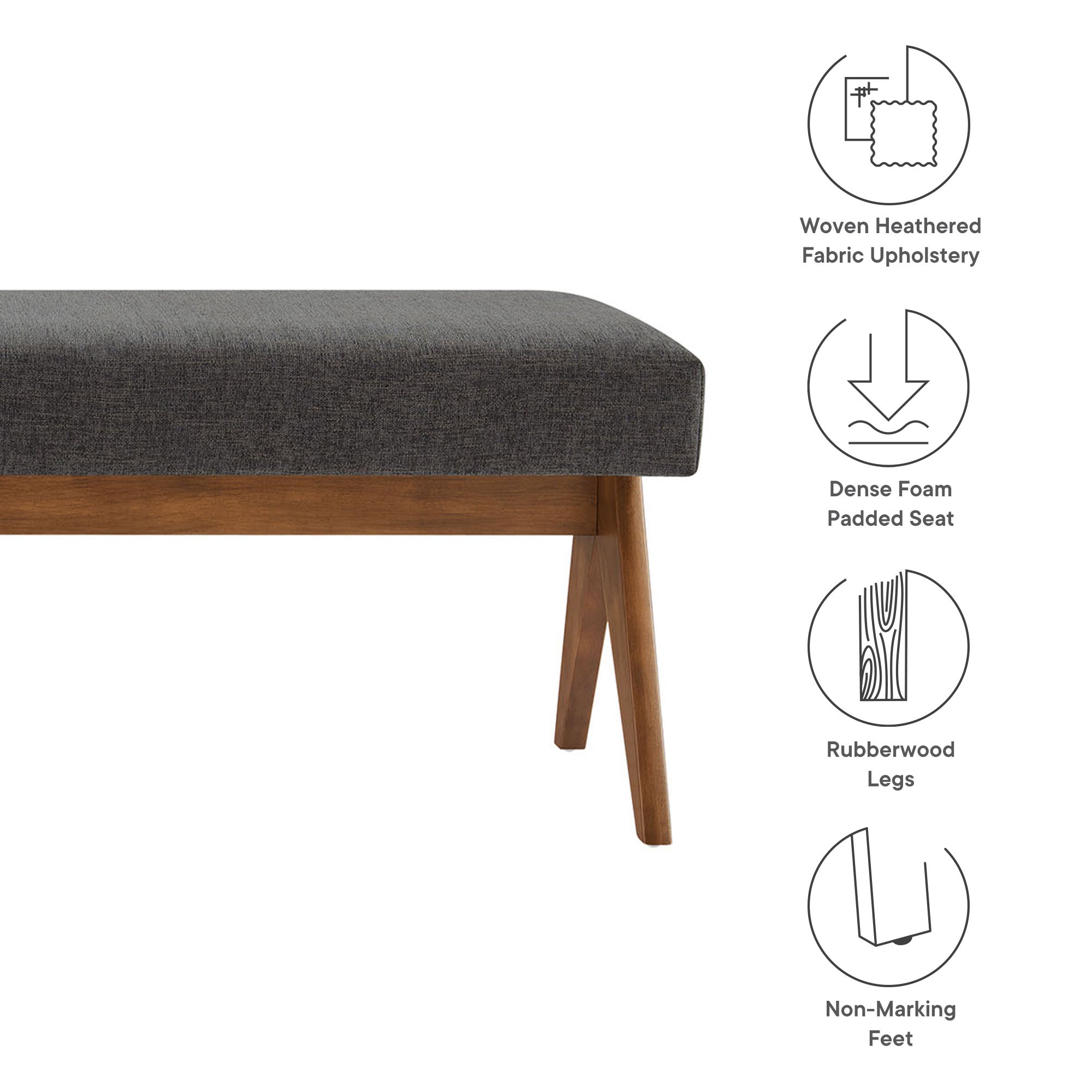 Lyra 63" Fabric Upholstered Bench by Modway - Best Buy Furniture