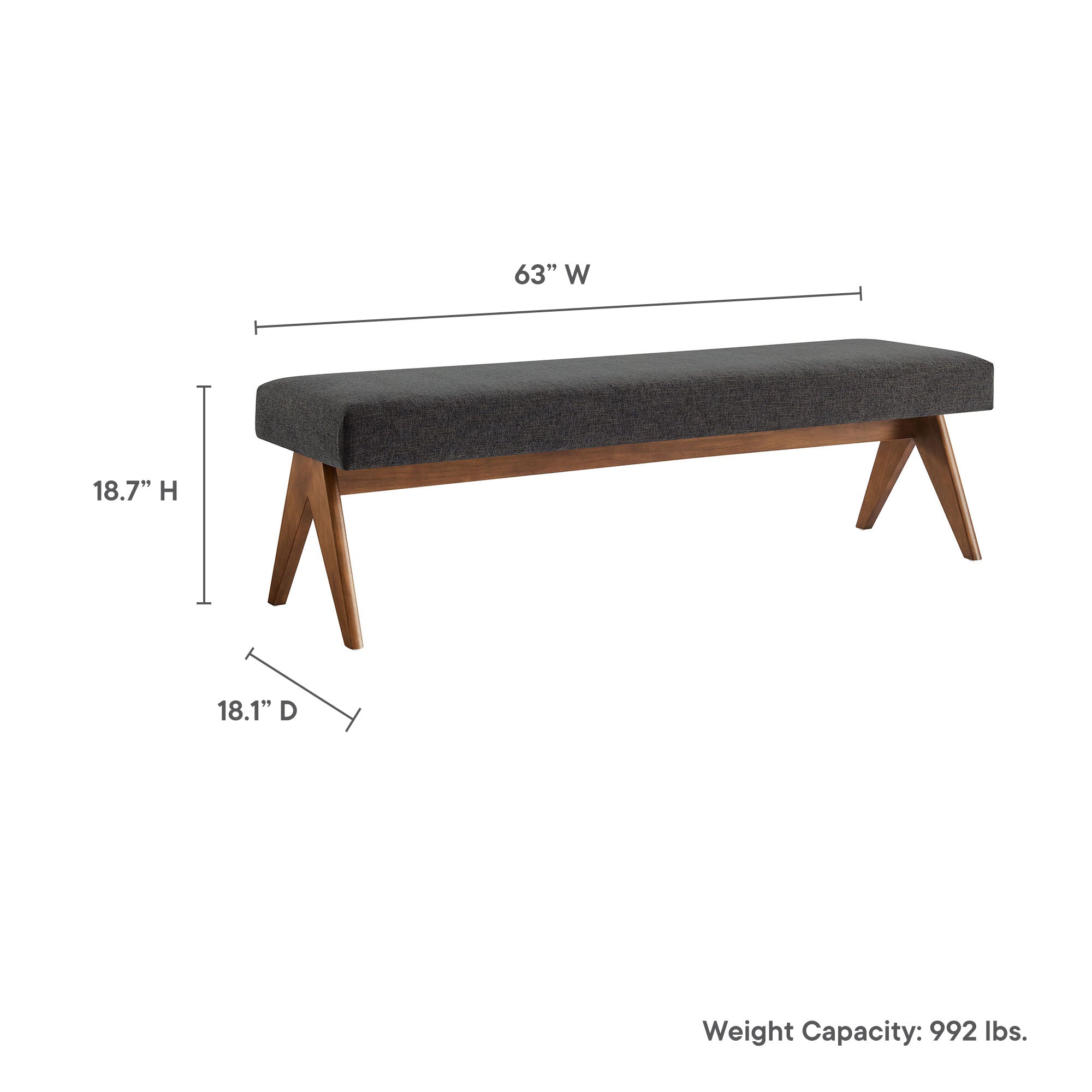 Lyra 63" Fabric Upholstered Bench by Modway - Best Buy Furniture