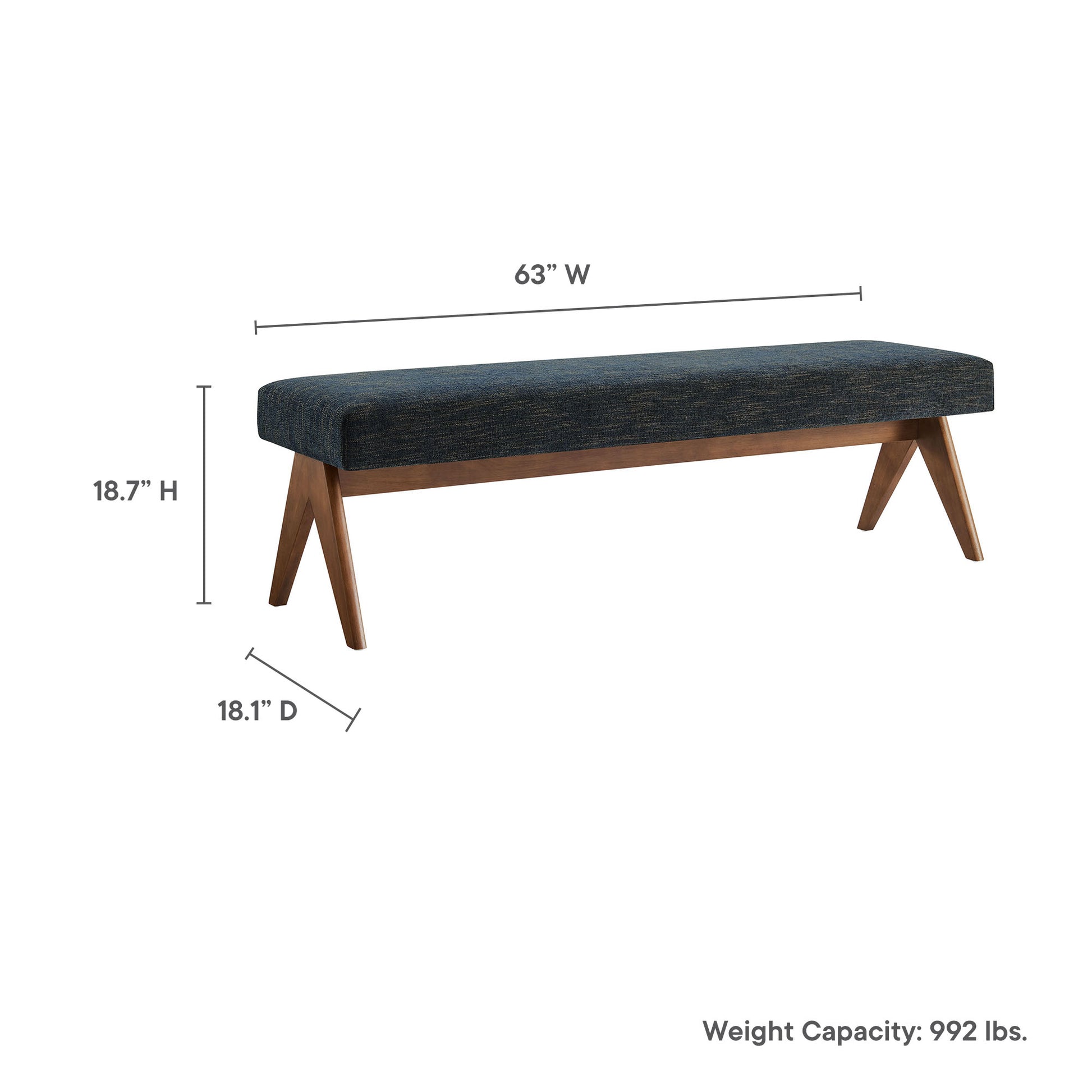 Lyra 63" Fabric Upholstered Bench by Modway - Best Buy Furniture