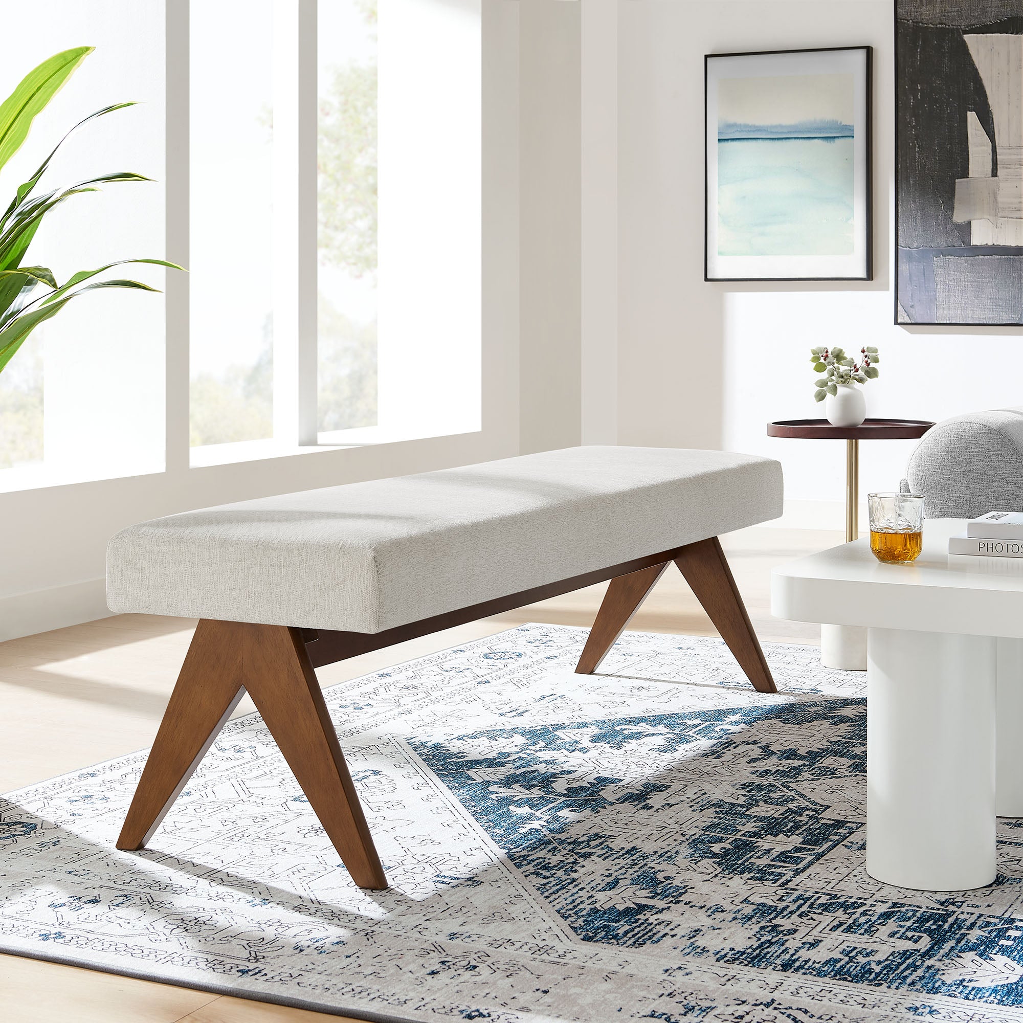 Lyra 63" Fabric Upholstered Bench by Modway - Best Buy Furniture