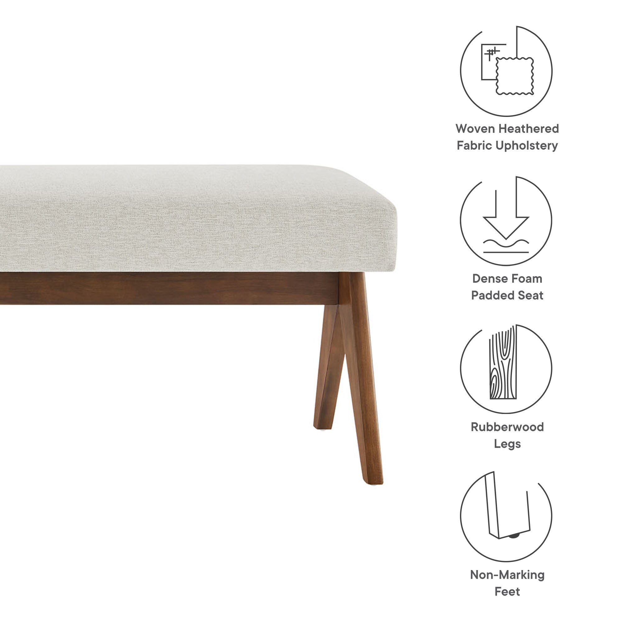 Lyra 63" Fabric Upholstered Bench by Modway - Best Buy Furniture