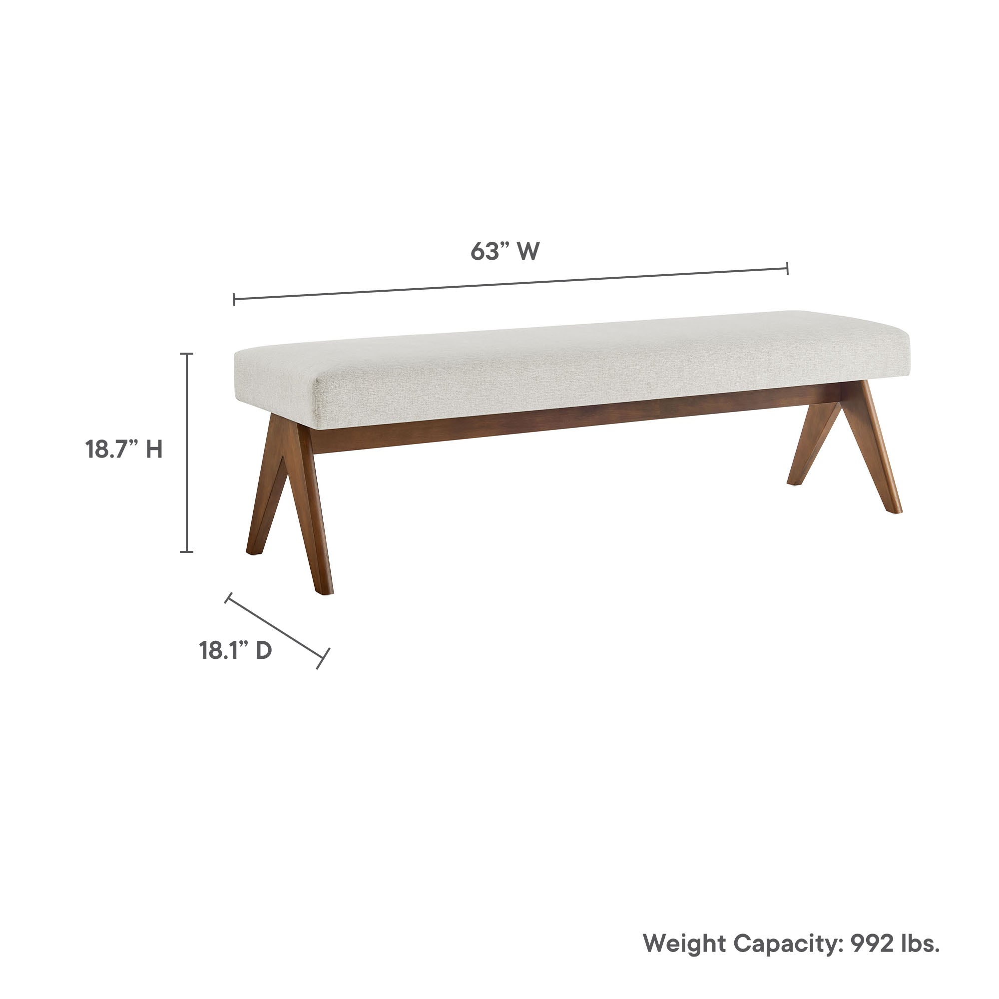 Lyra 63" Fabric Upholstered Bench by Modway - Best Buy Furniture