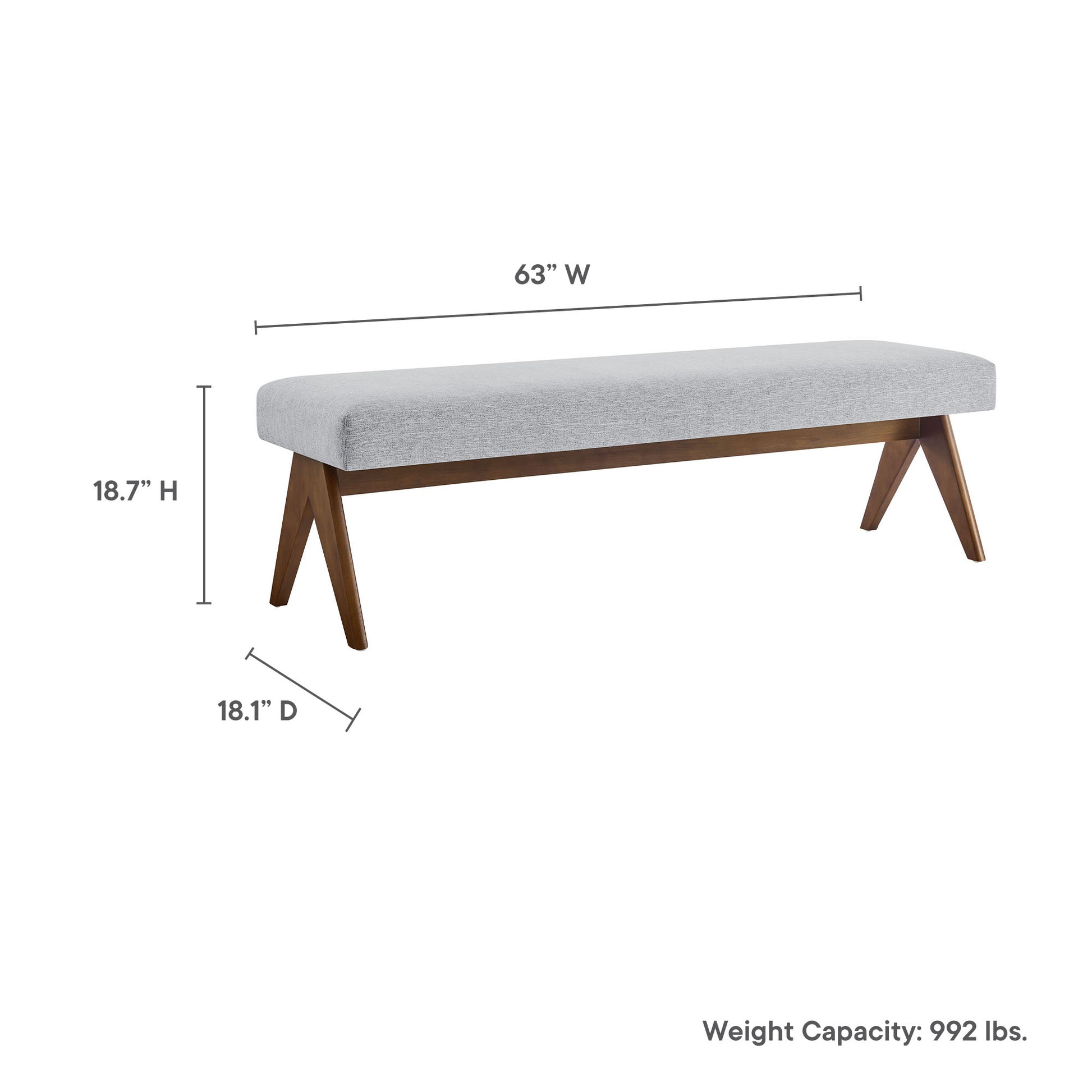 Lyra 63" Fabric Upholstered Bench by Modway - Best Buy Furniture