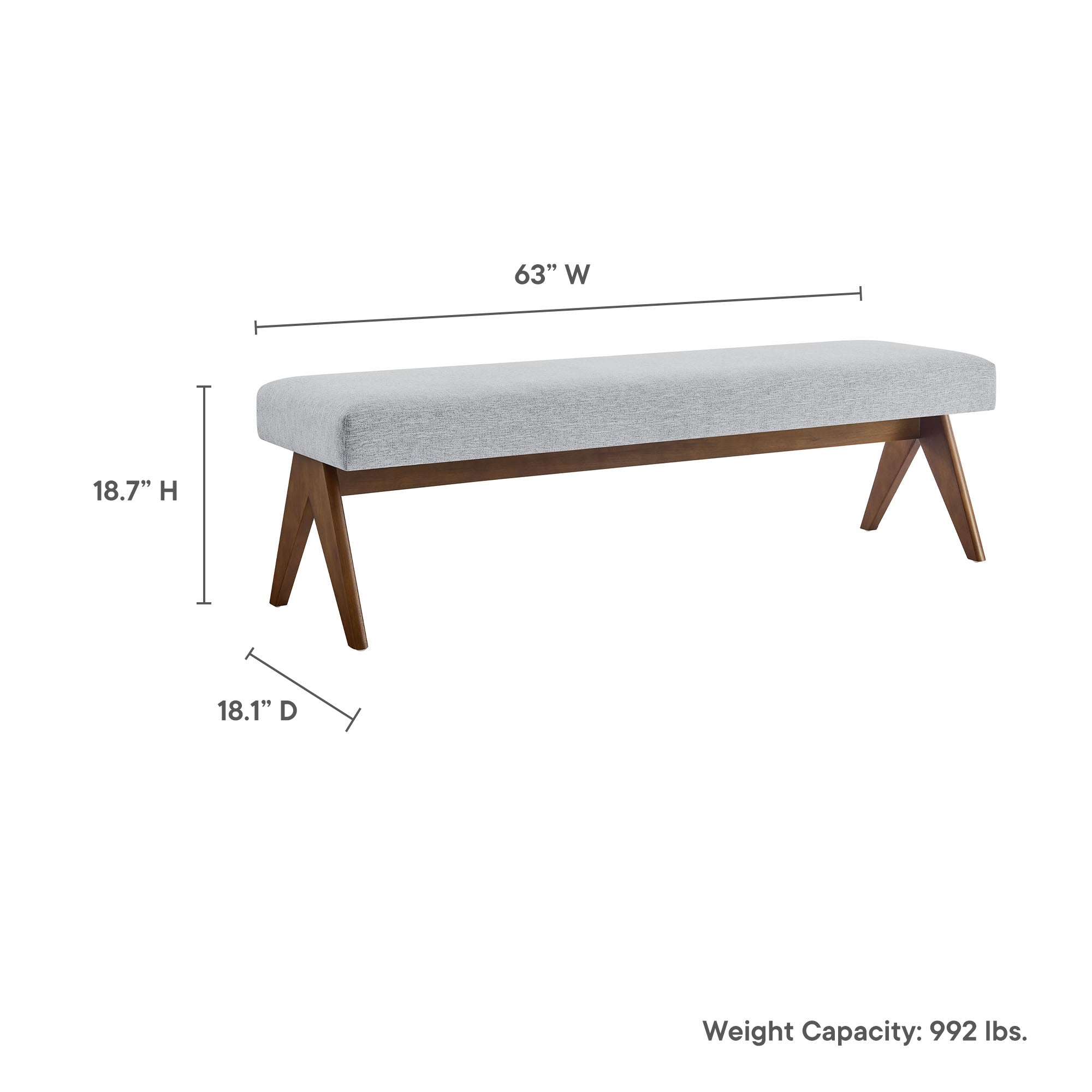 Lyra 63" Fabric Upholstered Bench by Modway - Best Buy Furniture