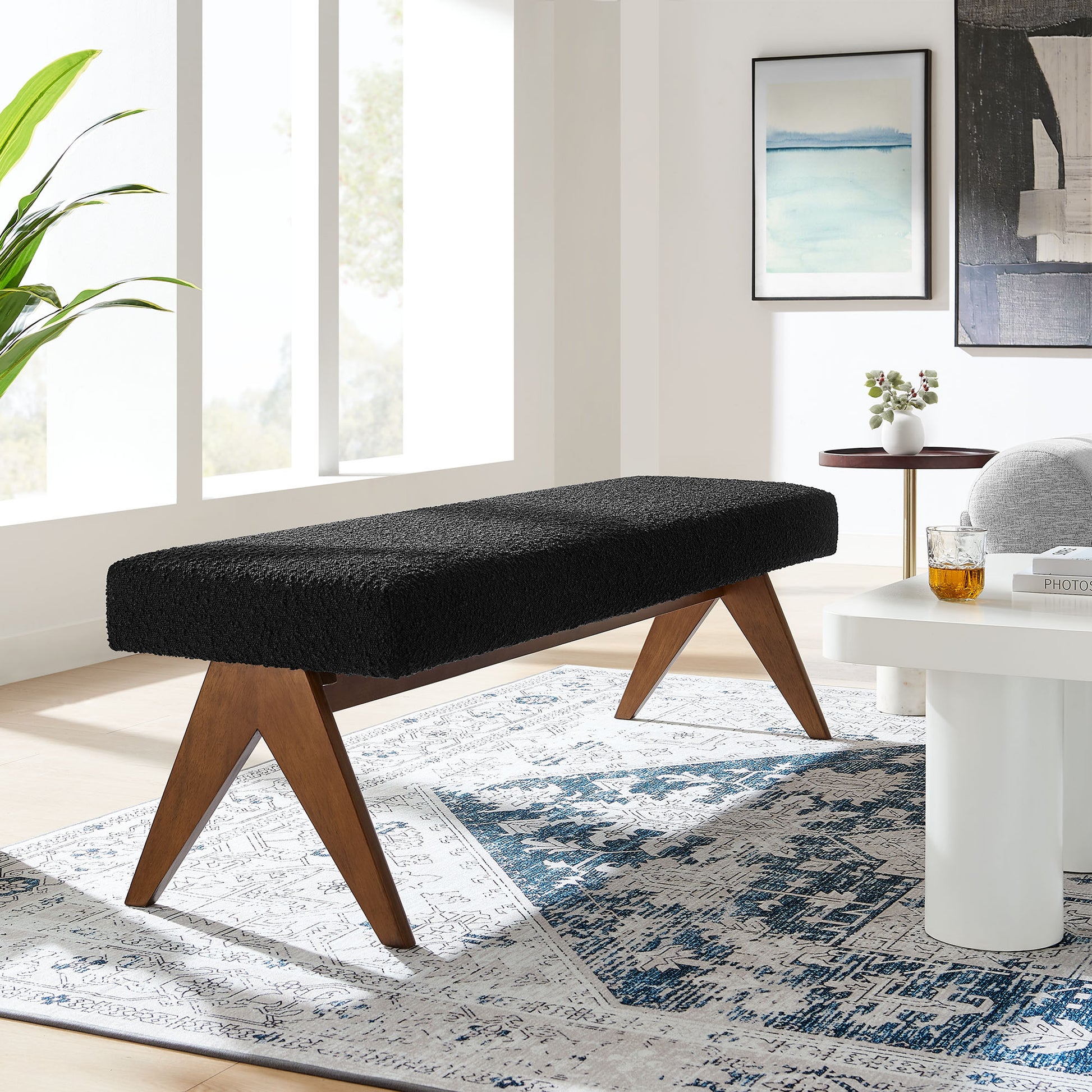 Lyra 63" Boucle Upholstered Bench by Modway - Best Buy Furniture