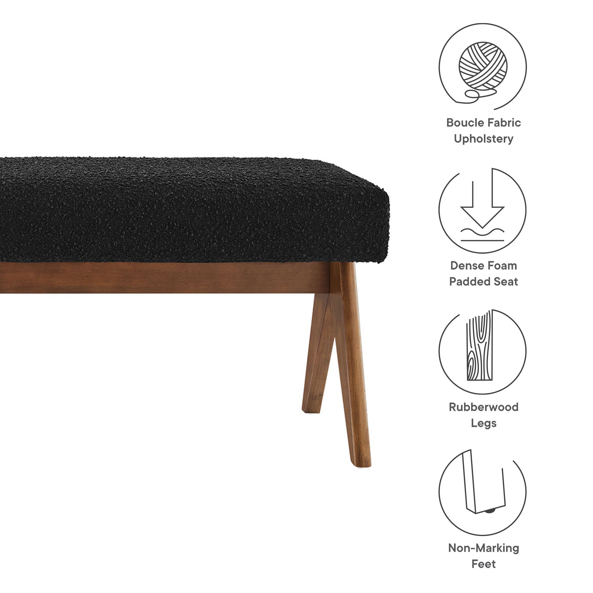 Lyra 63" Boucle Upholstered Bench by Modway - Best Buy Furniture