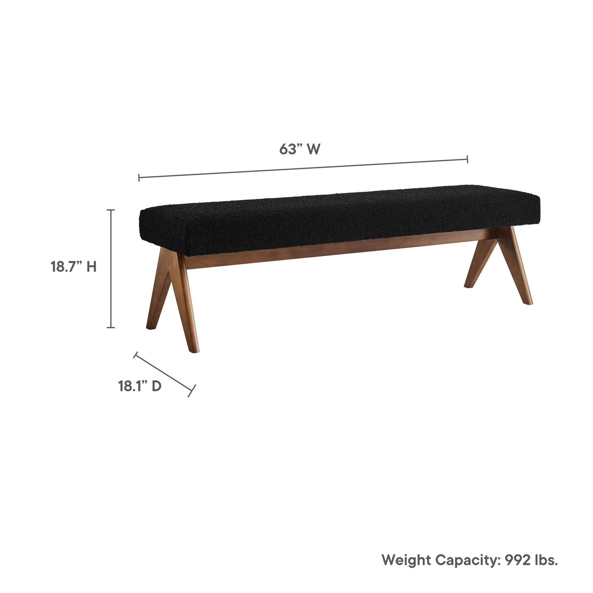 Lyra 63" Boucle Upholstered Bench by Modway - Best Buy Furniture