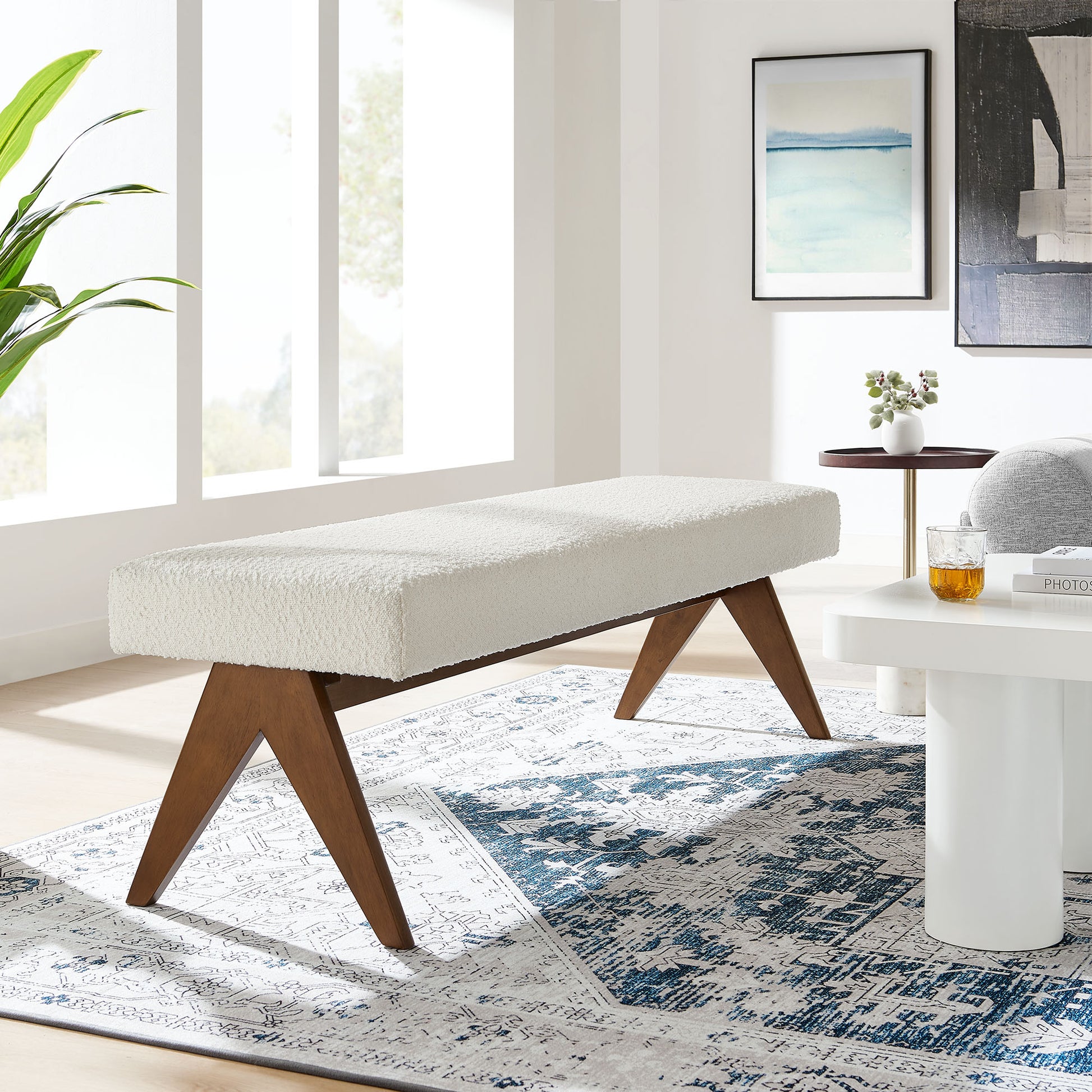Lyra 63" Boucle Upholstered Bench by Modway - Best Buy Furniture