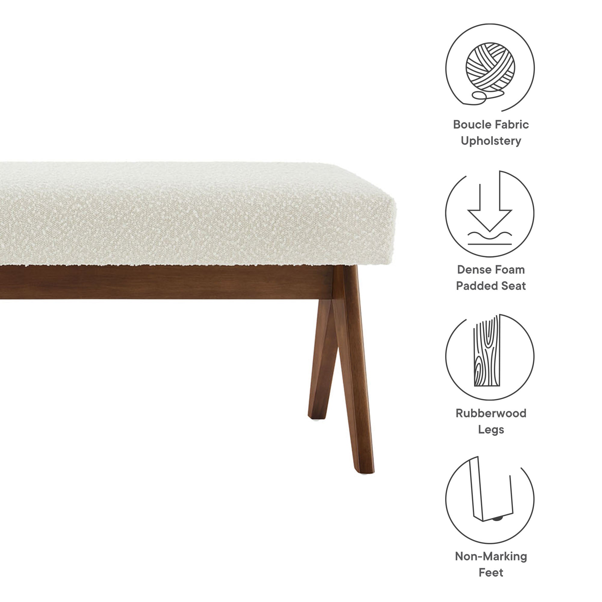 Lyra 63" Boucle Upholstered Bench by Modway - Best Buy Furniture