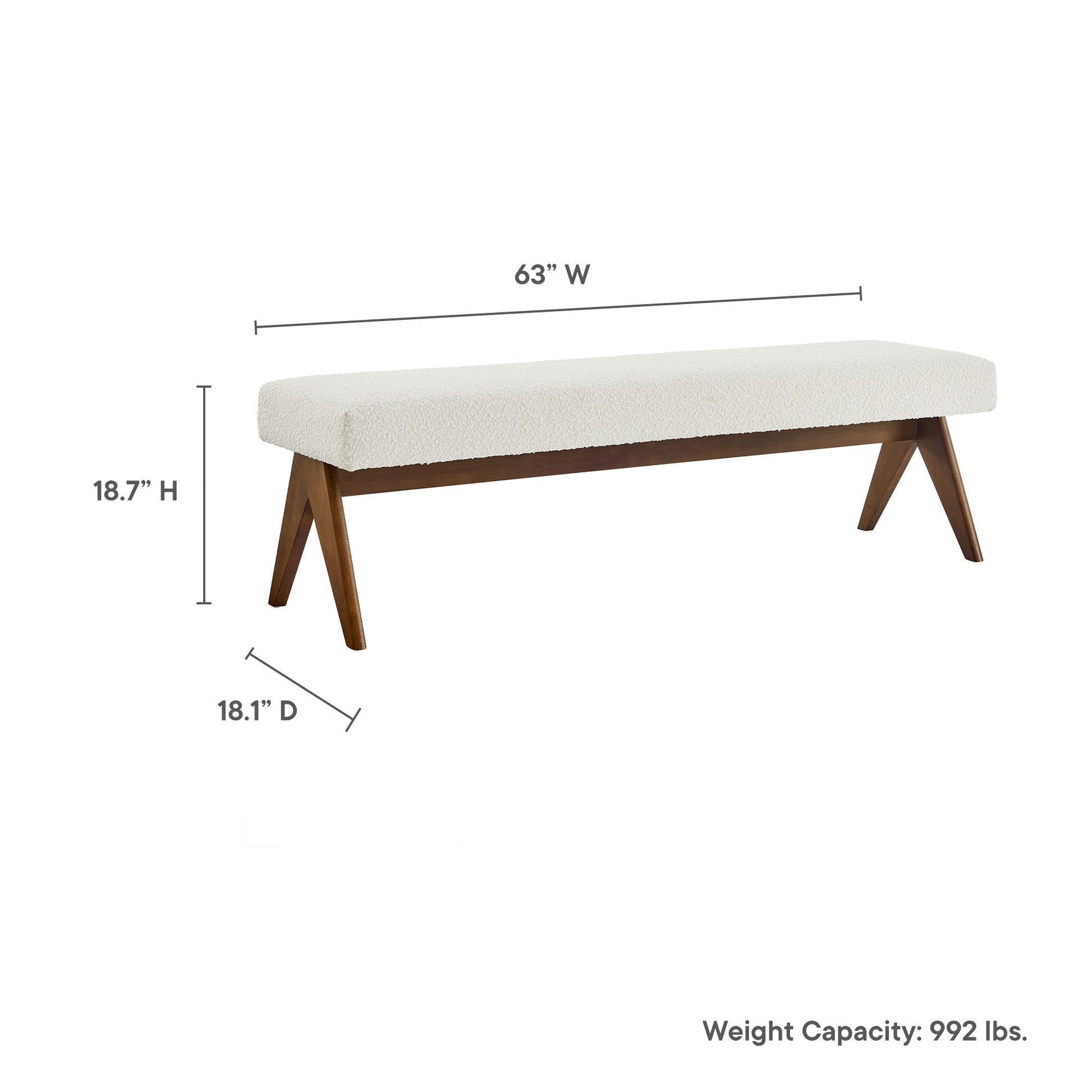 Lyra 63" Boucle Upholstered Bench by Modway - Best Buy Furniture