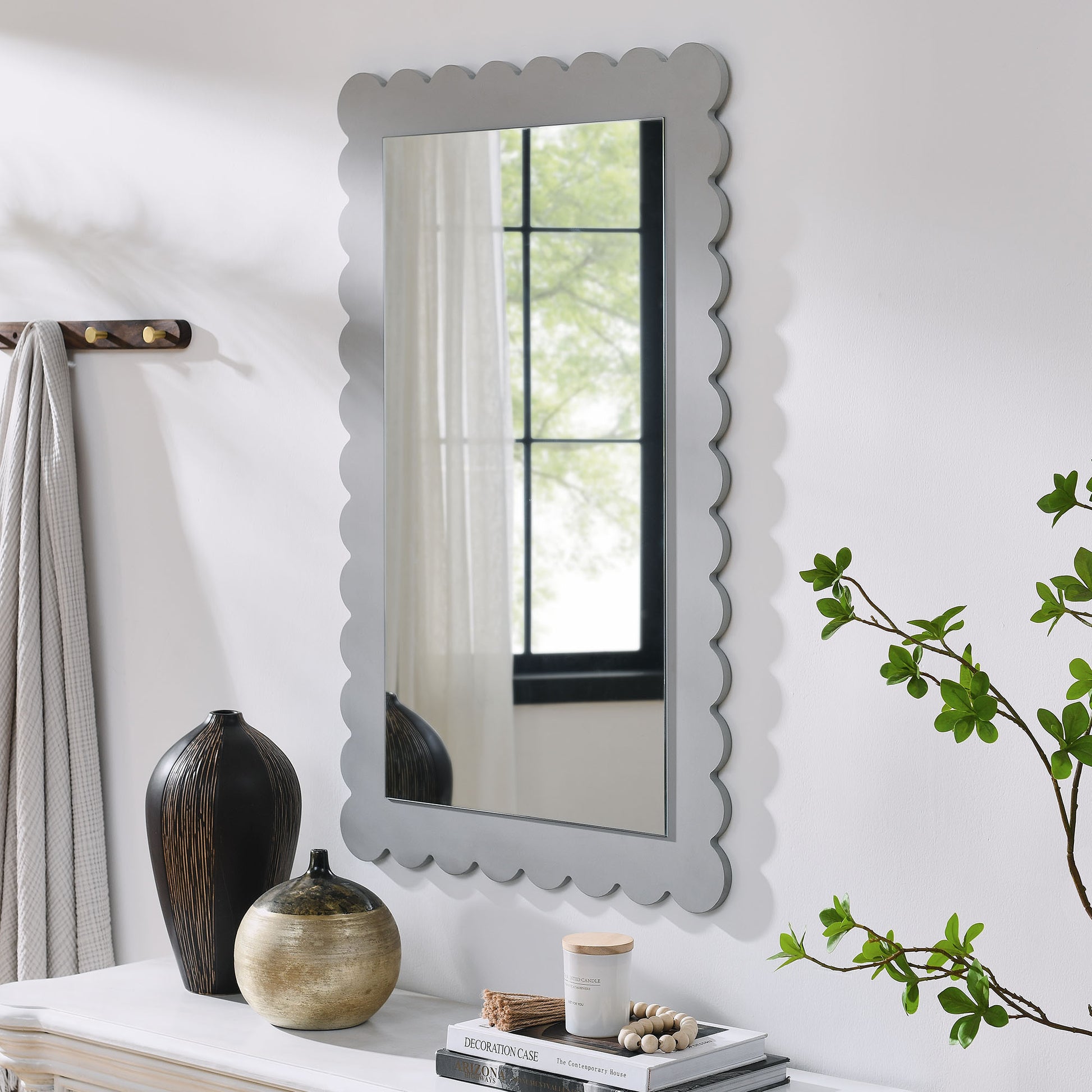 Emmeline Scalloped Rectangle Wall Mirror by Modway - Best Buy Furniture