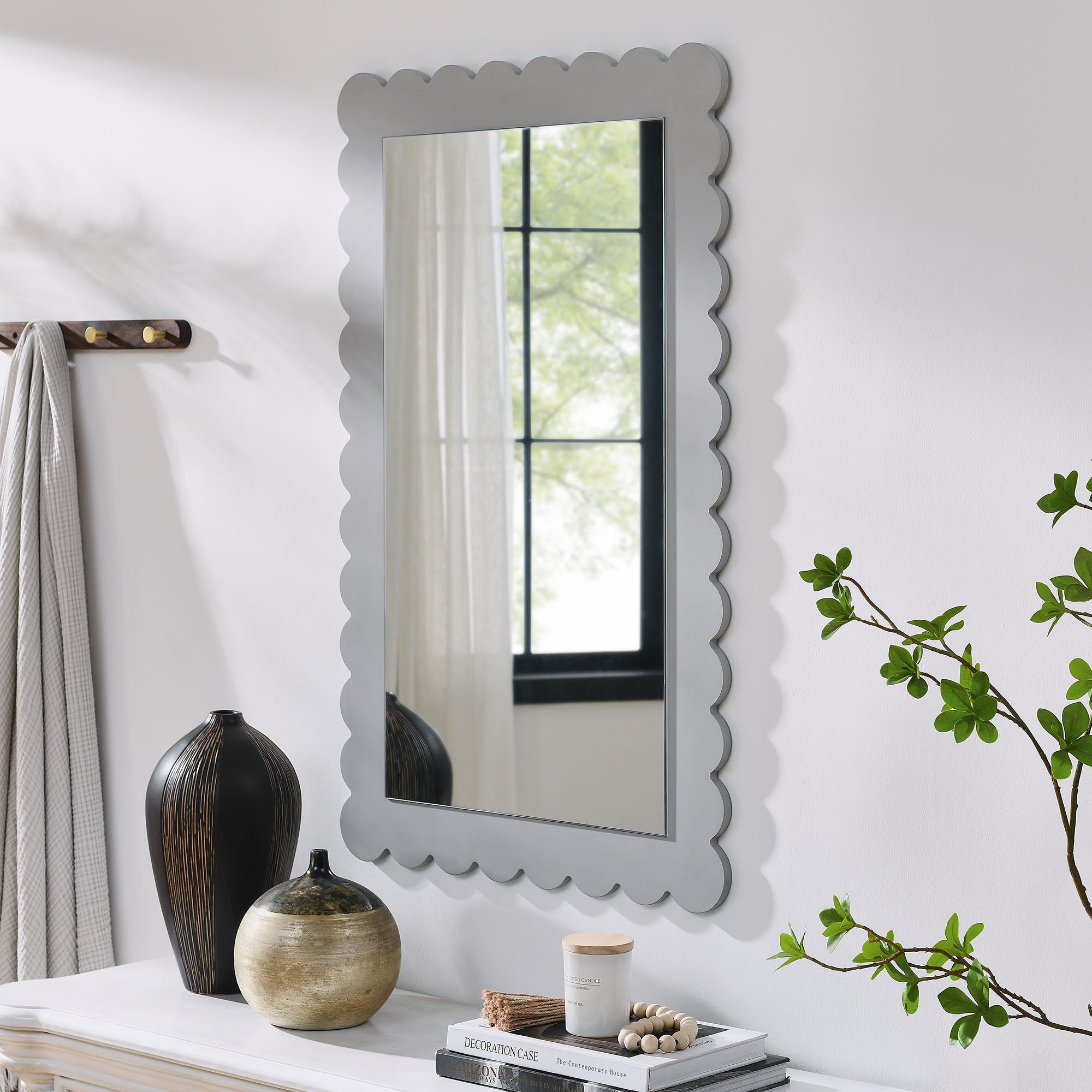 Emmeline Scalloped Rectangle Wall Mirror by Modway - Best Buy Furniture