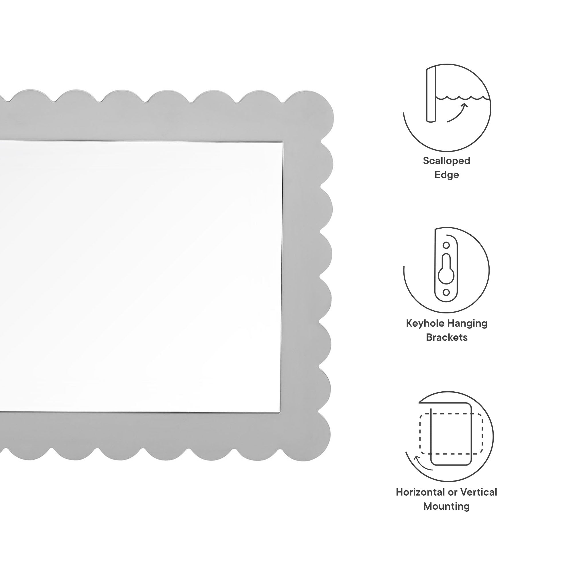 Emmeline Scalloped Rectangle Wall Mirror by Modway - Best Buy Furniture