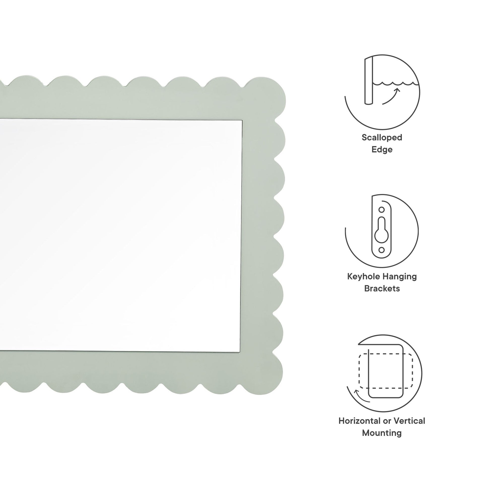 Emmeline Scalloped Rectangle Wall Mirror by Modway - Best Buy Furniture