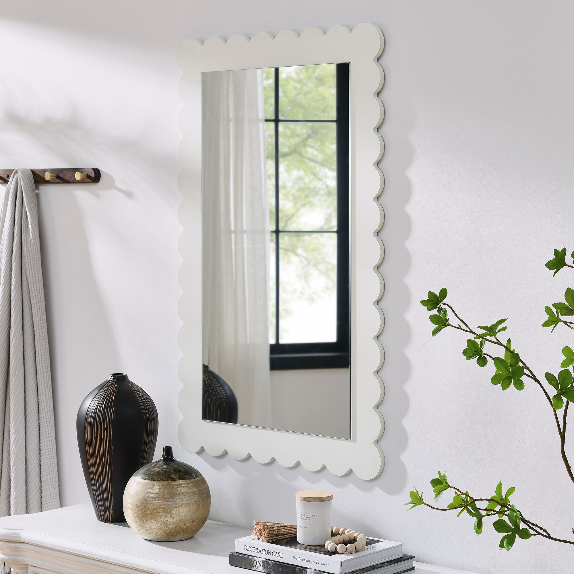 Emmeline Scalloped Rectangle Wall Mirror by Modway - Best Buy Furniture