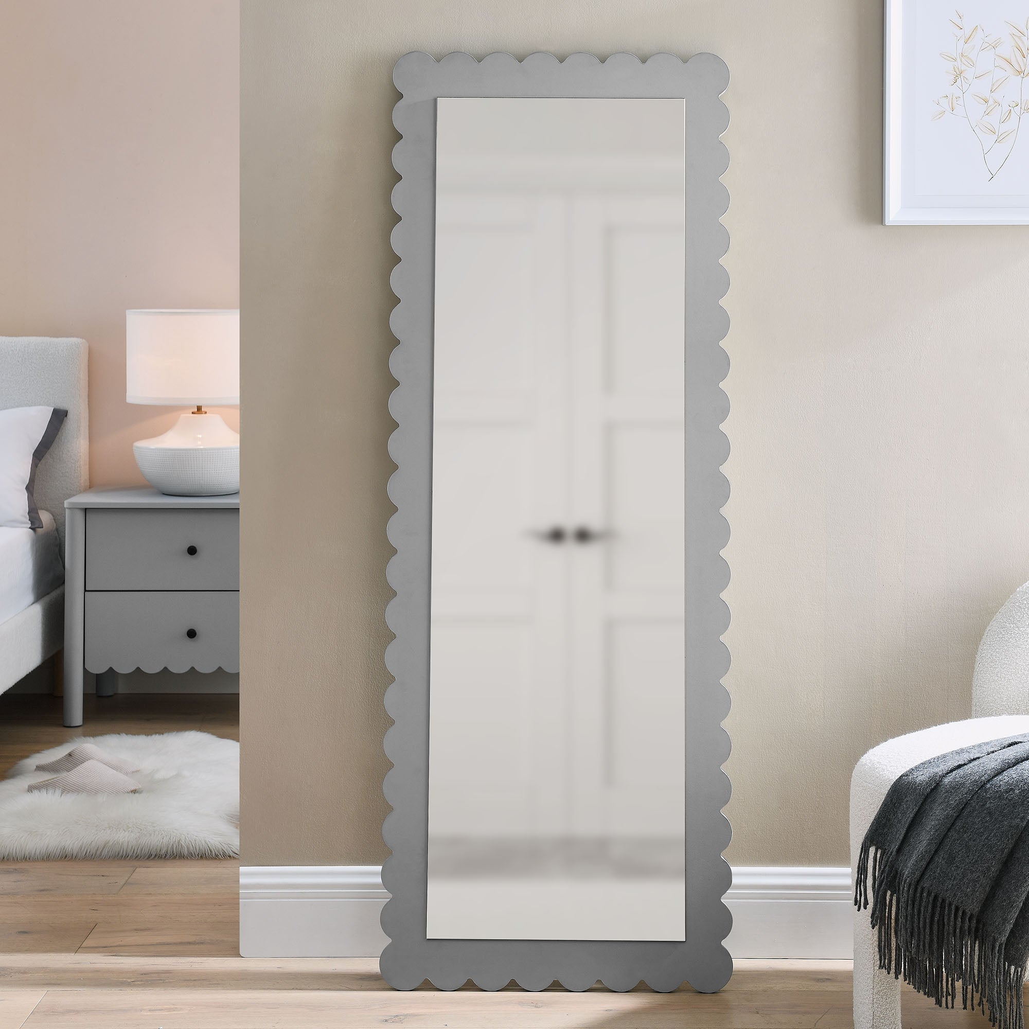 Emmeline Scalloped Rectangle Floor Mirror by Modway - Best Buy Furniture