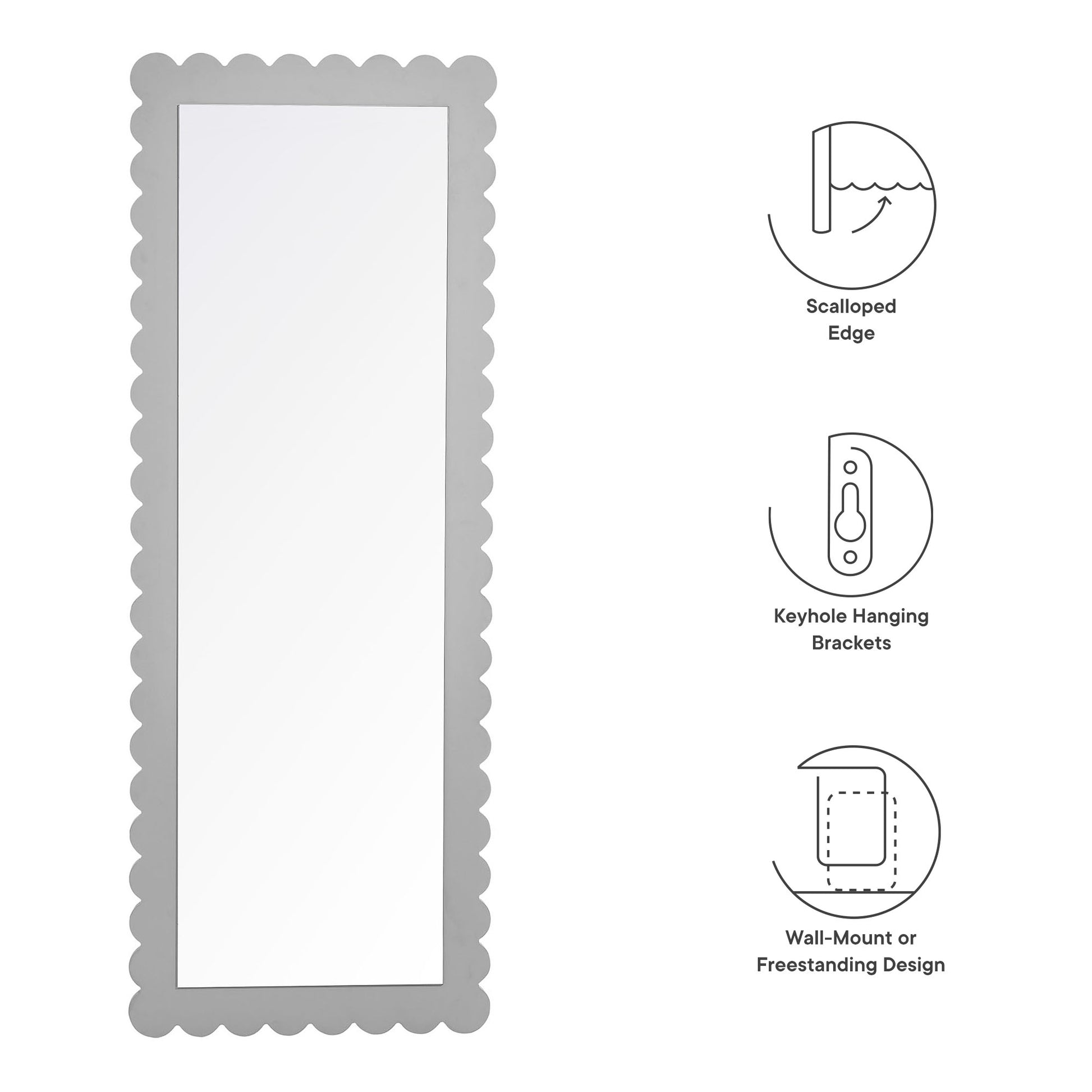Emmeline Scalloped Rectangle Floor Mirror by Modway - Best Buy Furniture