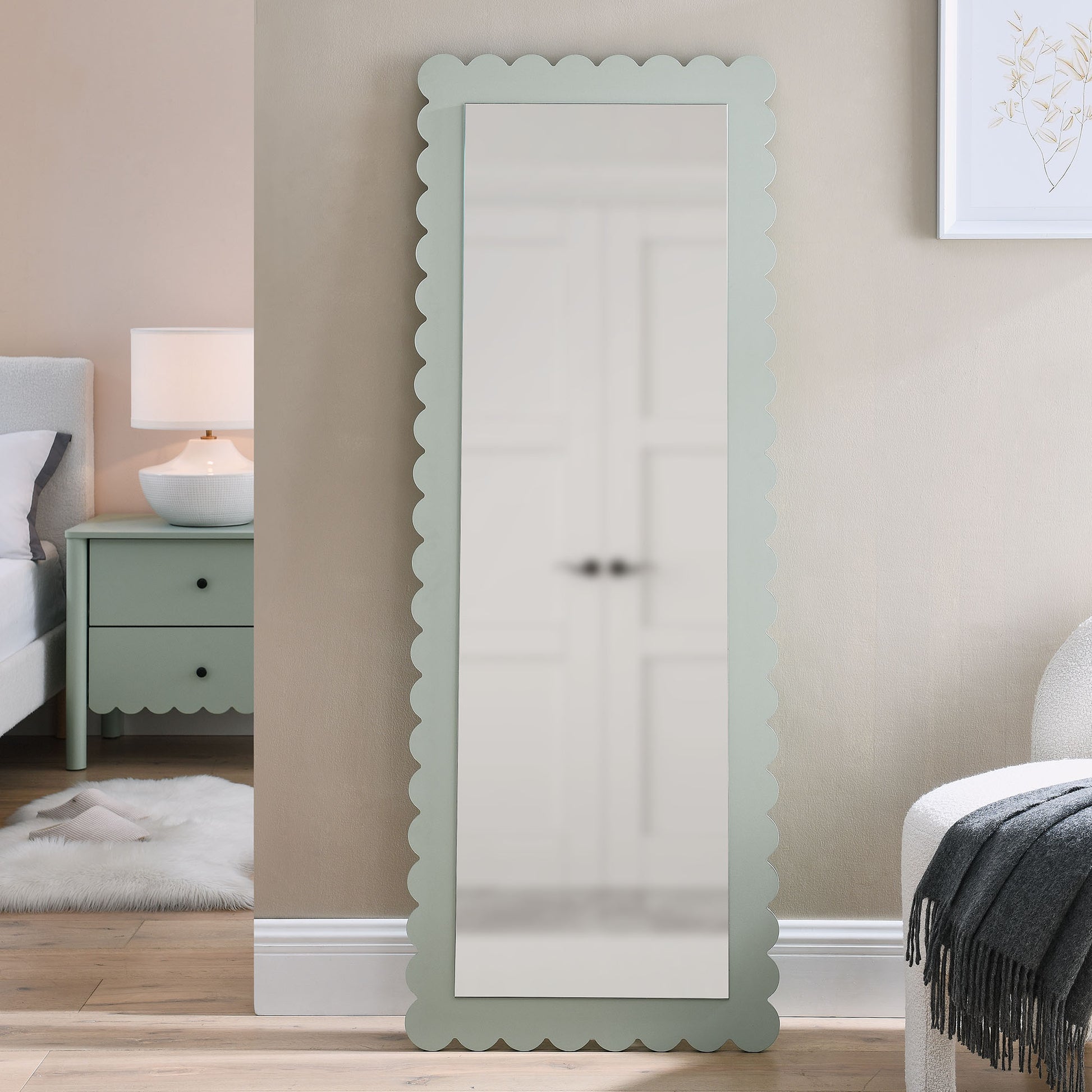 Emmeline Scalloped Rectangle Floor Mirror by Modway - Best Buy Furniture