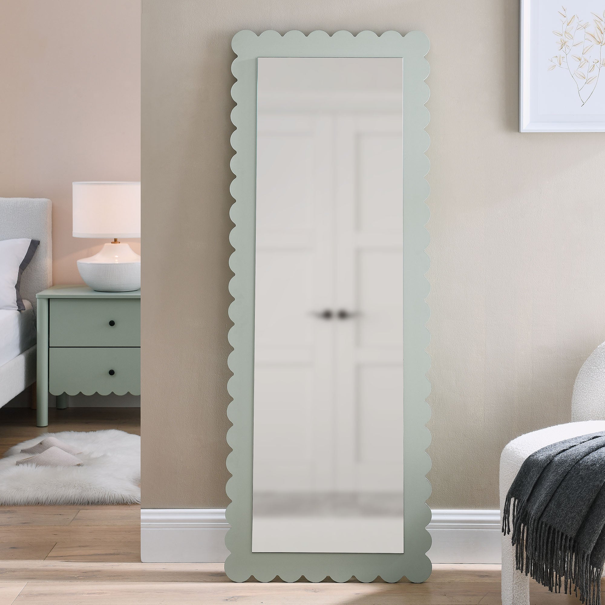 Emmeline Scalloped Rectangle Floor Mirror by Modway - Best Buy Furniture