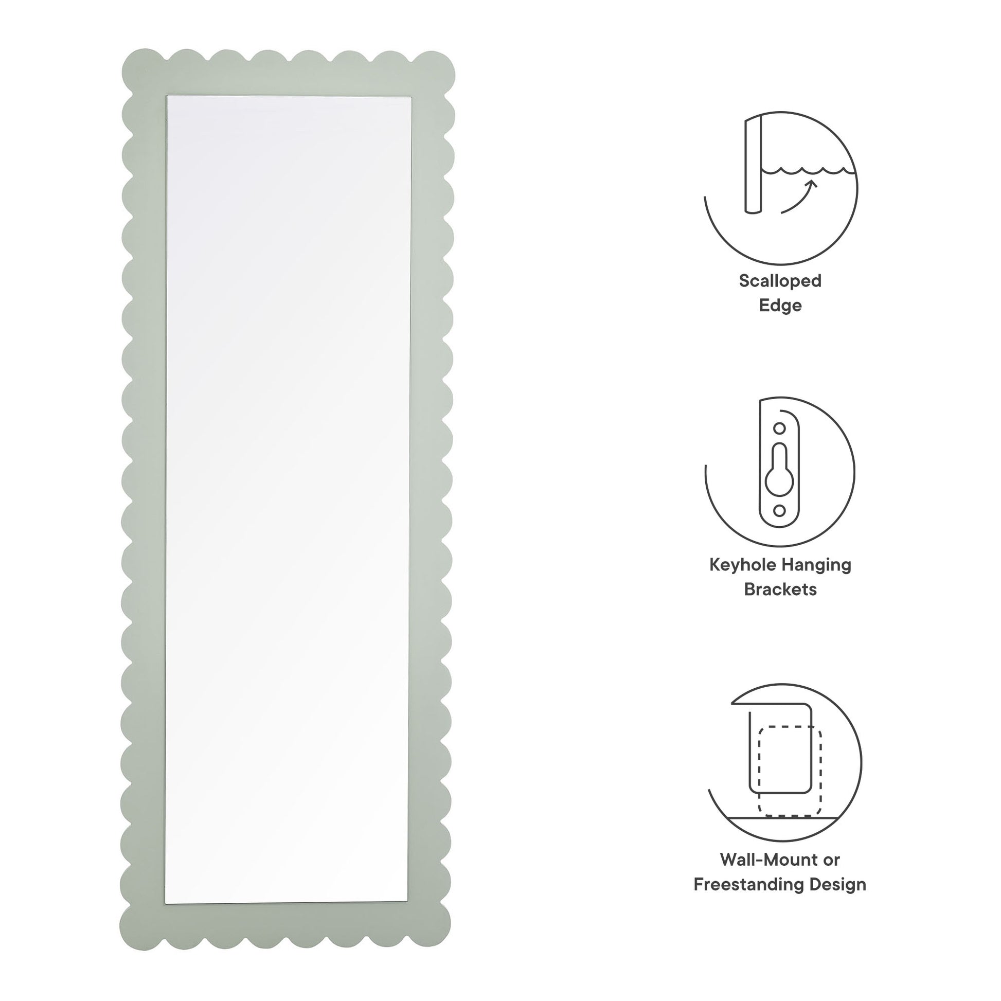 Emmeline Scalloped Rectangle Floor Mirror by Modway - Best Buy Furniture