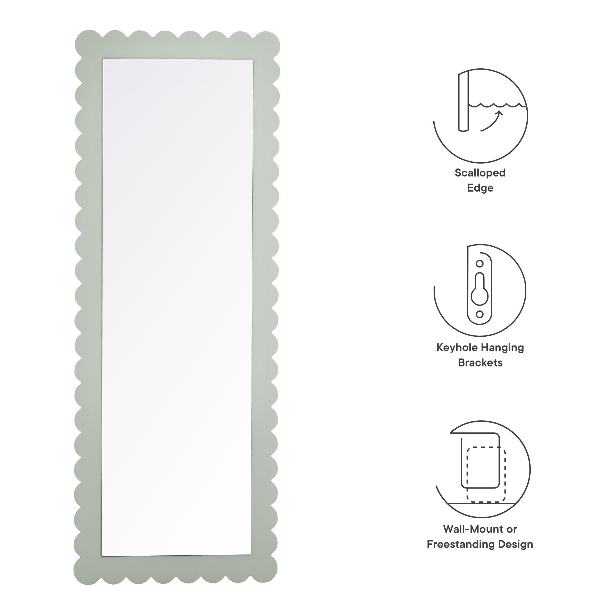 Emmeline Scalloped Rectangle Floor Mirror by Modway - Best Buy Furniture