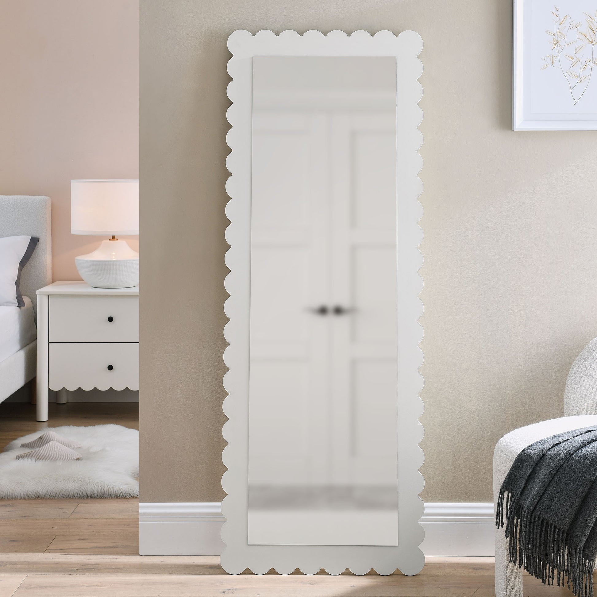 Emmeline Scalloped Rectangle Floor Mirror by Modway - Best Buy Furniture