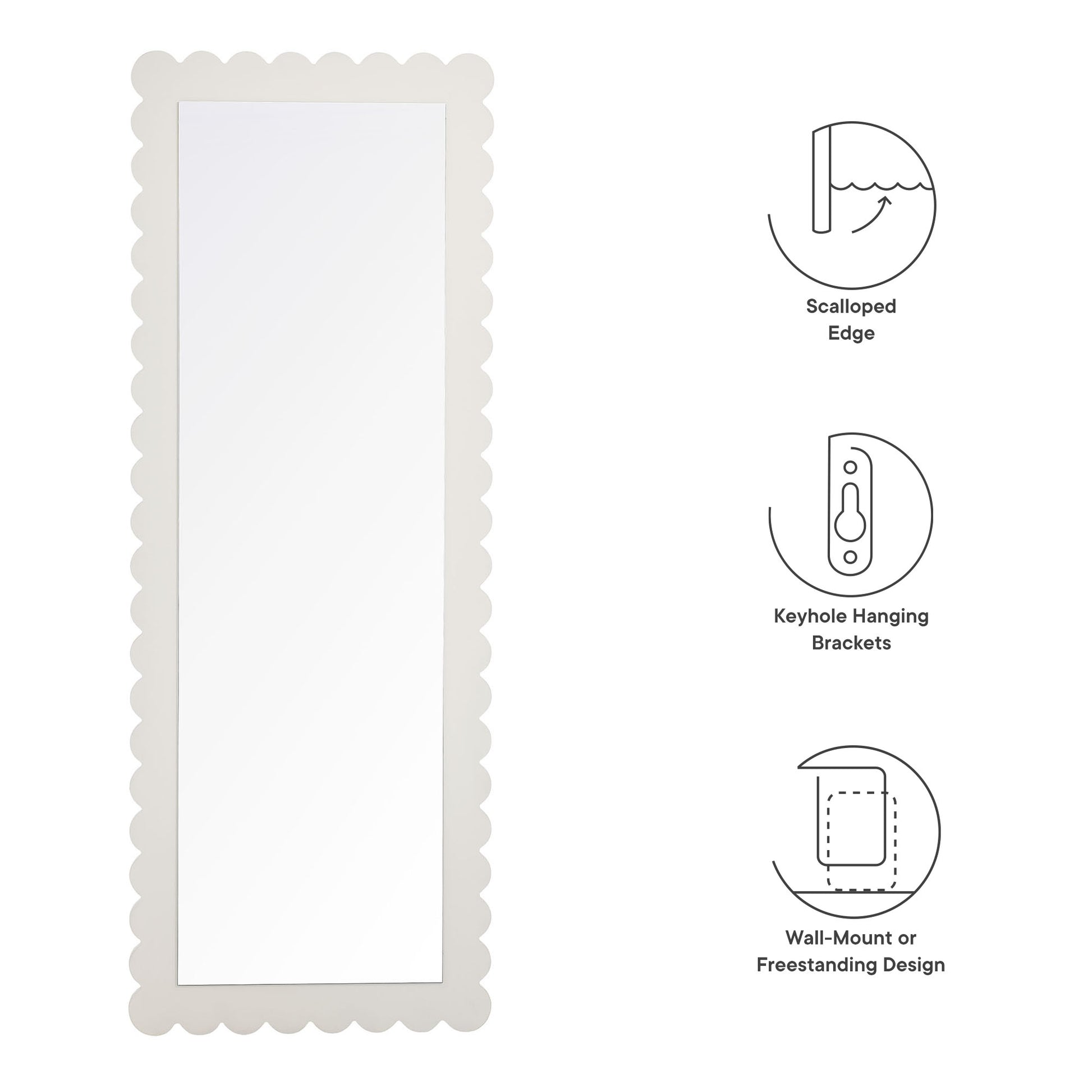 Emmeline Scalloped Rectangle Floor Mirror by Modway - Best Buy Furniture