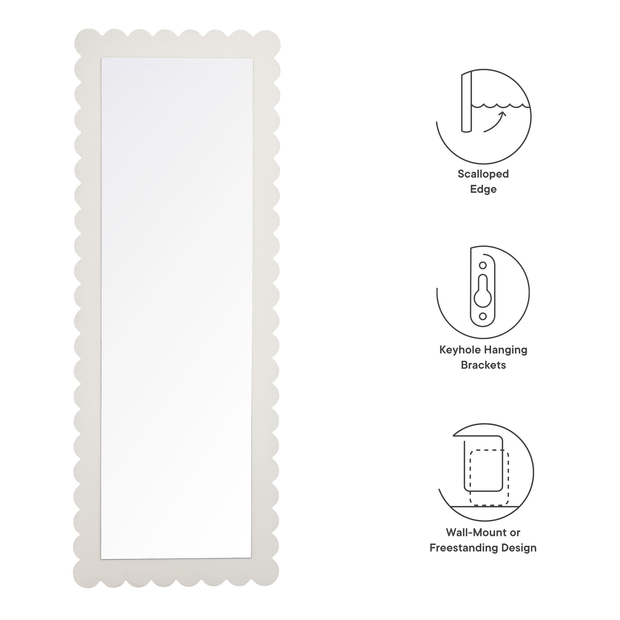 Emmeline Scalloped Rectangle Floor Mirror by Modway - Best Buy Furniture