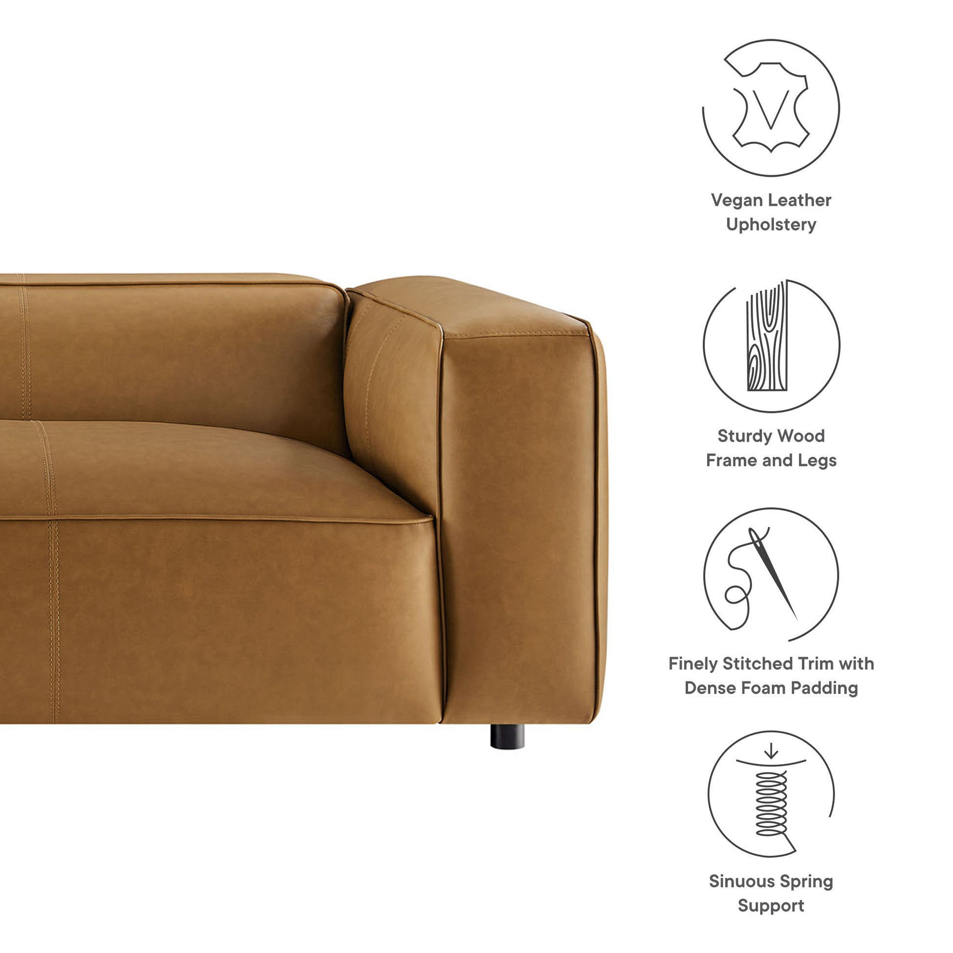 Auren Upholstered Vegan Leather Sofa by Modway - Best Buy Furniture