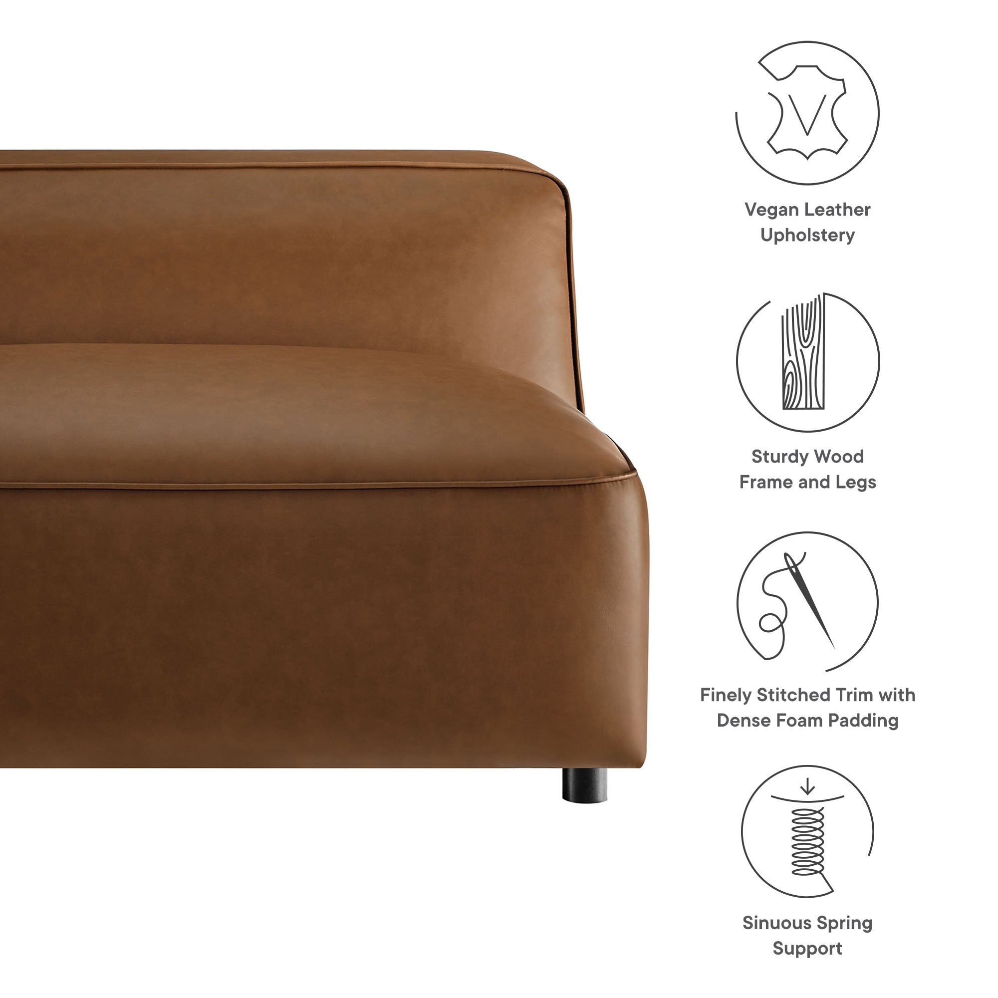 Auren Upholstered Vegan Leather Modular Armless Chair by Modway - Best Buy Furniture