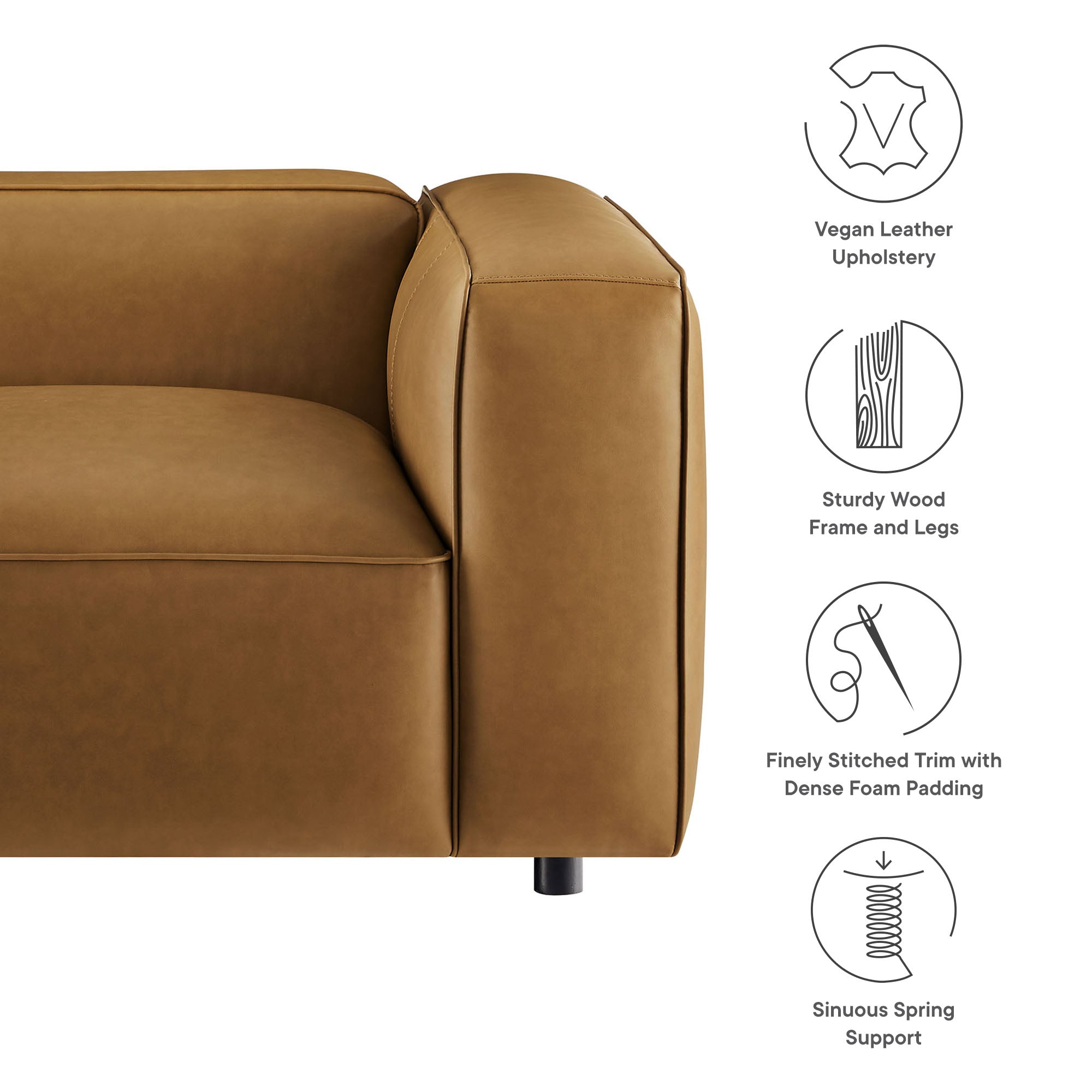 Auren Upholstered Vegan Leather Modular Right Armchair by Modway - Best Buy Furniture