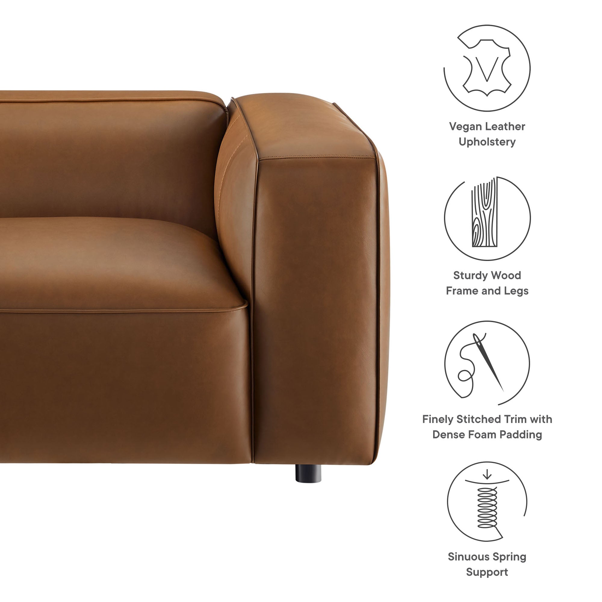 Auren Upholstered Vegan Leather Modular Right Armchair by Modway - Best Buy Furniture