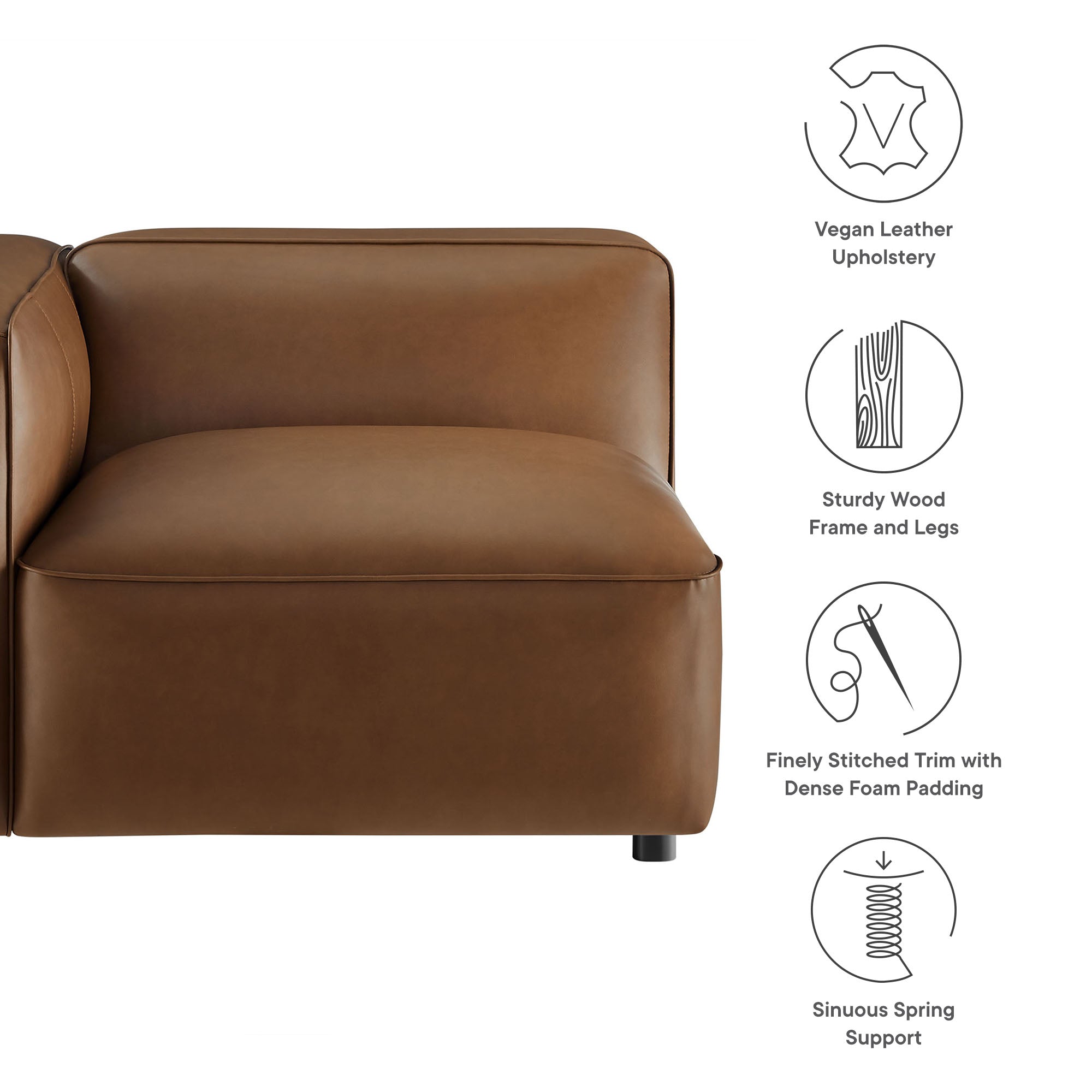 Auren Upholstered Vegan Leather Modular Left Armchair by Modway - Best Buy Furniture