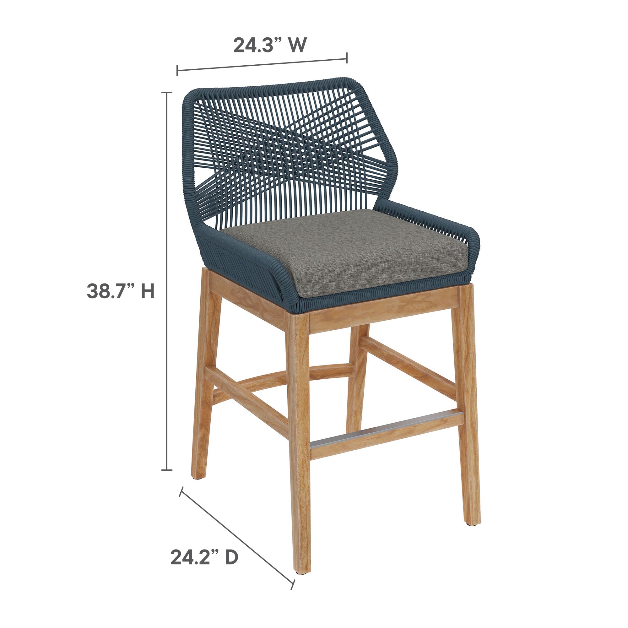 Wellspring Outdoor Patio Teak and Rope Counter Stool by Modway - Best Buy Furniture