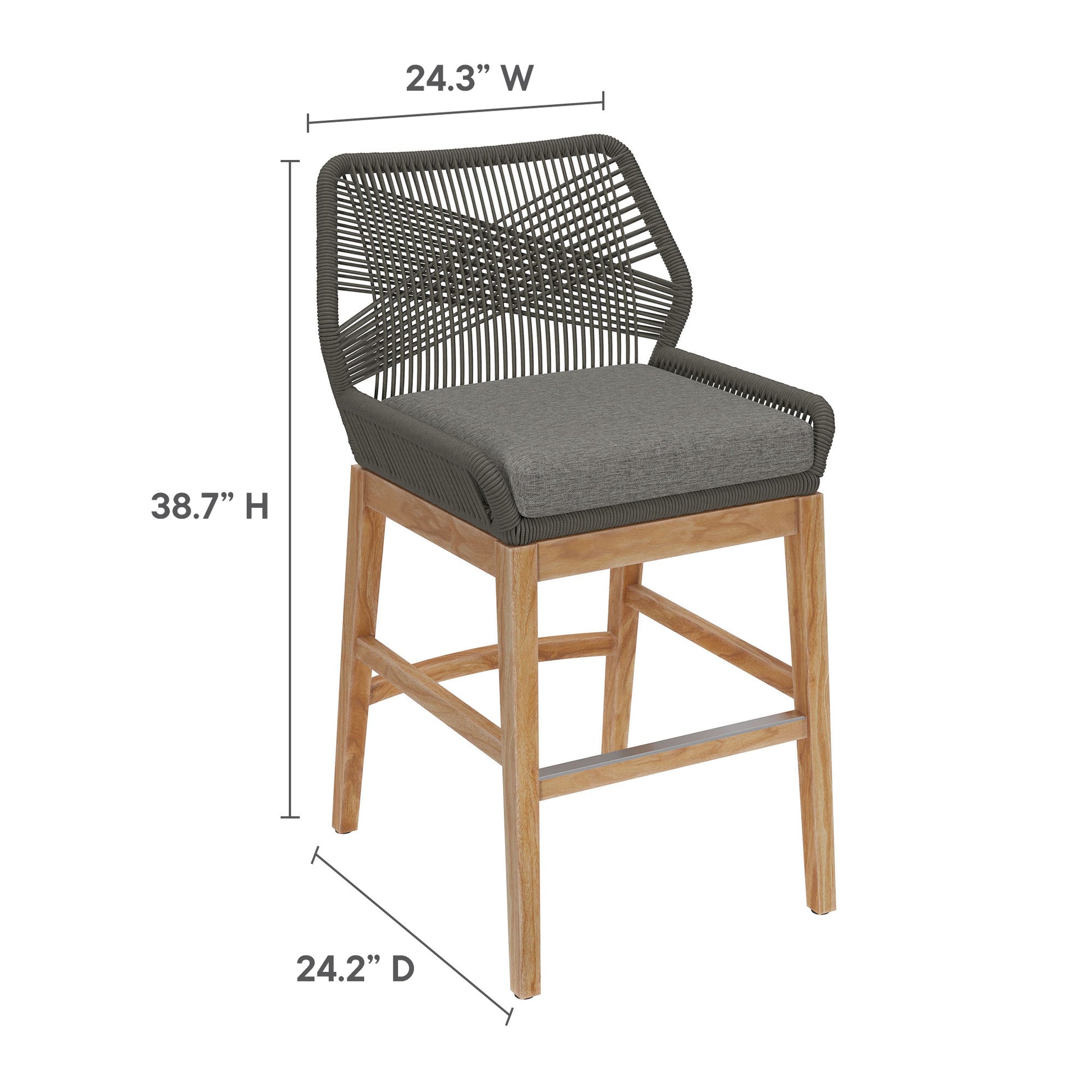 Wellspring Outdoor Patio Teak and Rope Counter Stool by Modway - Best Buy Furniture