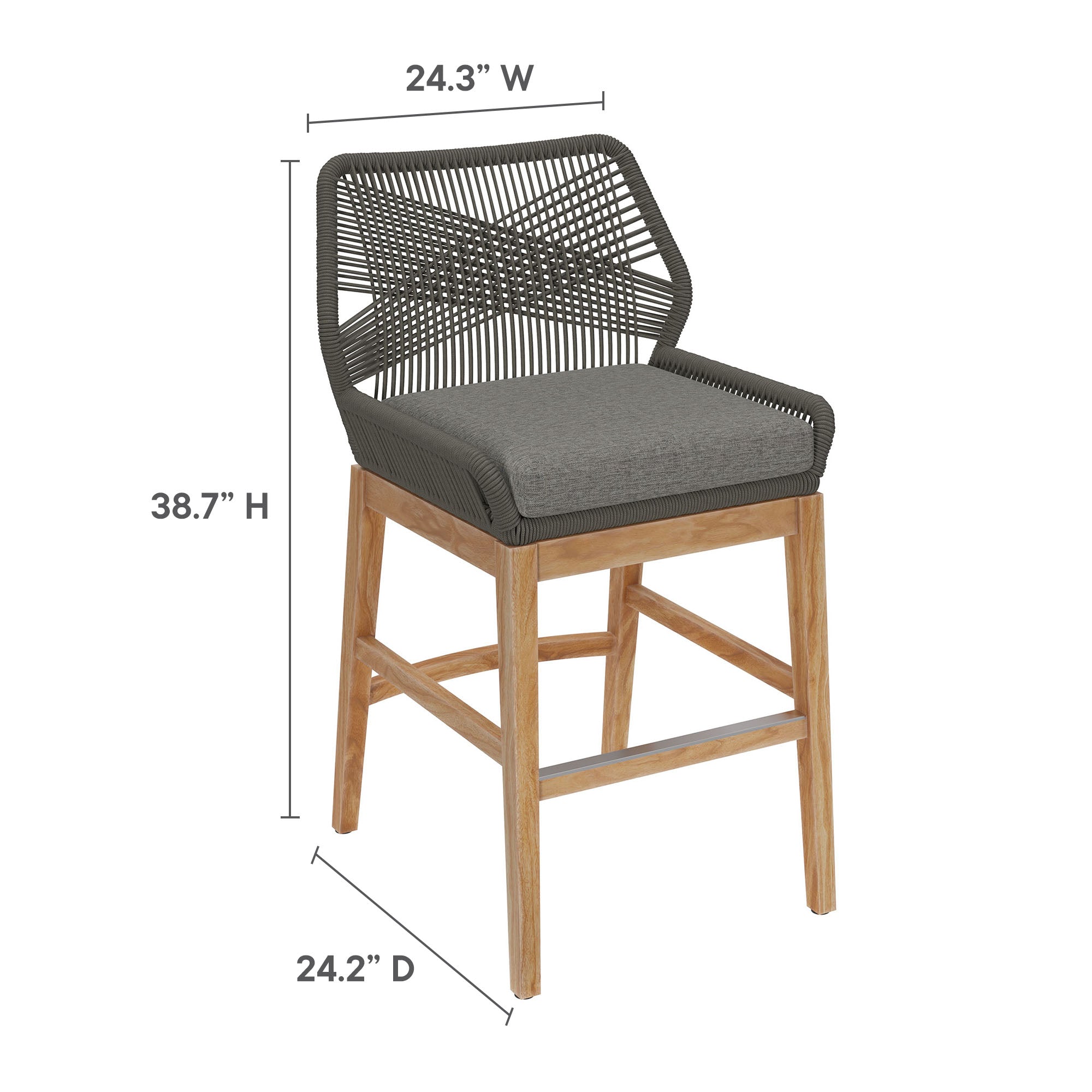 Wellspring Outdoor Patio Teak and Rope Counter Stool by Modway - Best Buy Furniture