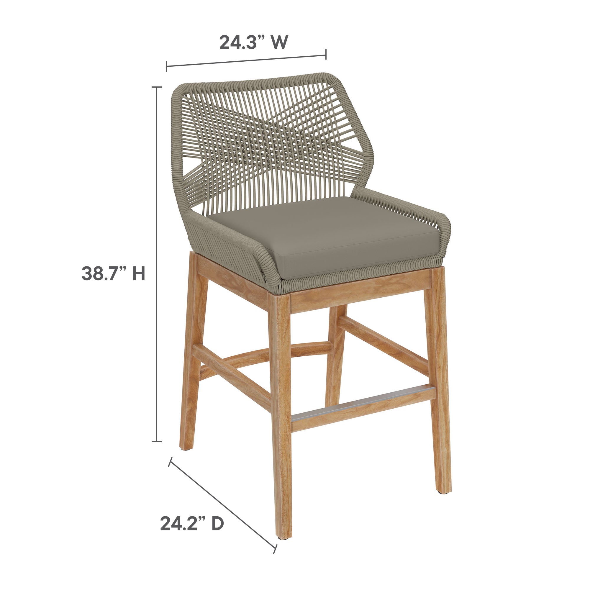 Wellspring Outdoor Patio Teak and Rope Counter Stool by Modway - Best Buy Furniture