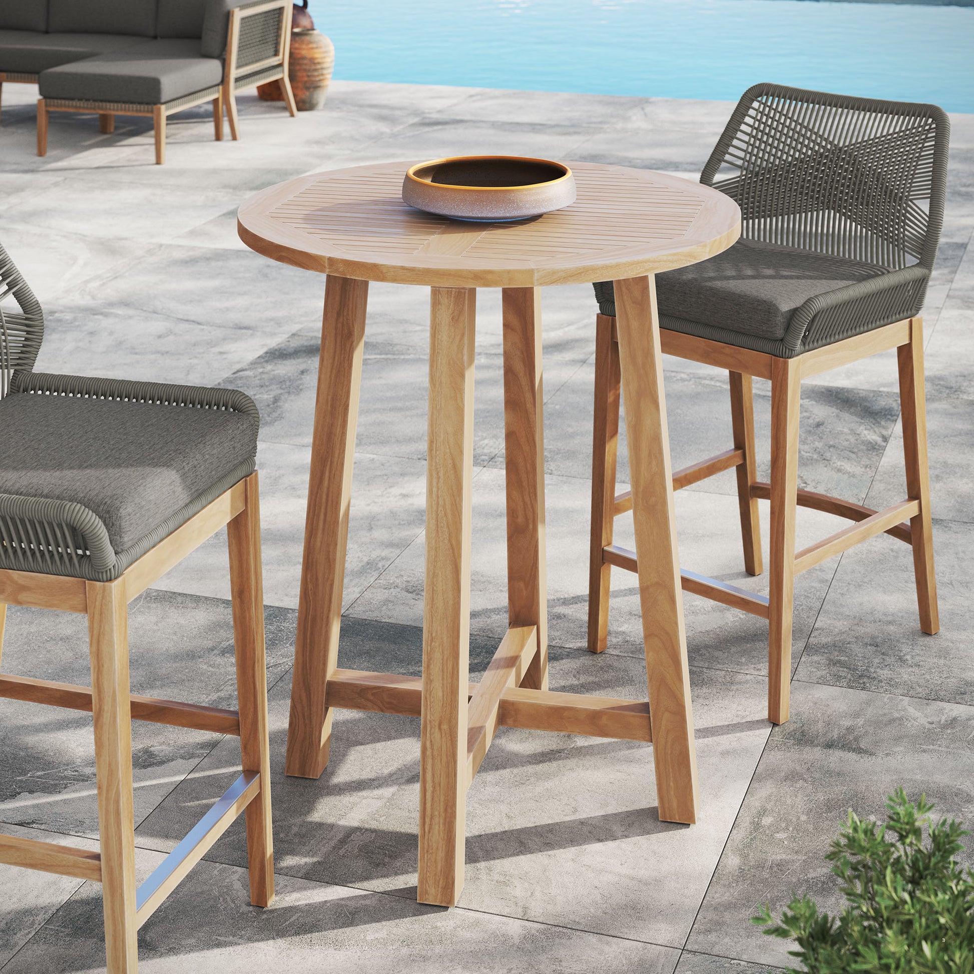 Wellspring 36" Outdoor Patio Teak Wood Bar Table by Modway - Best Buy Furniture