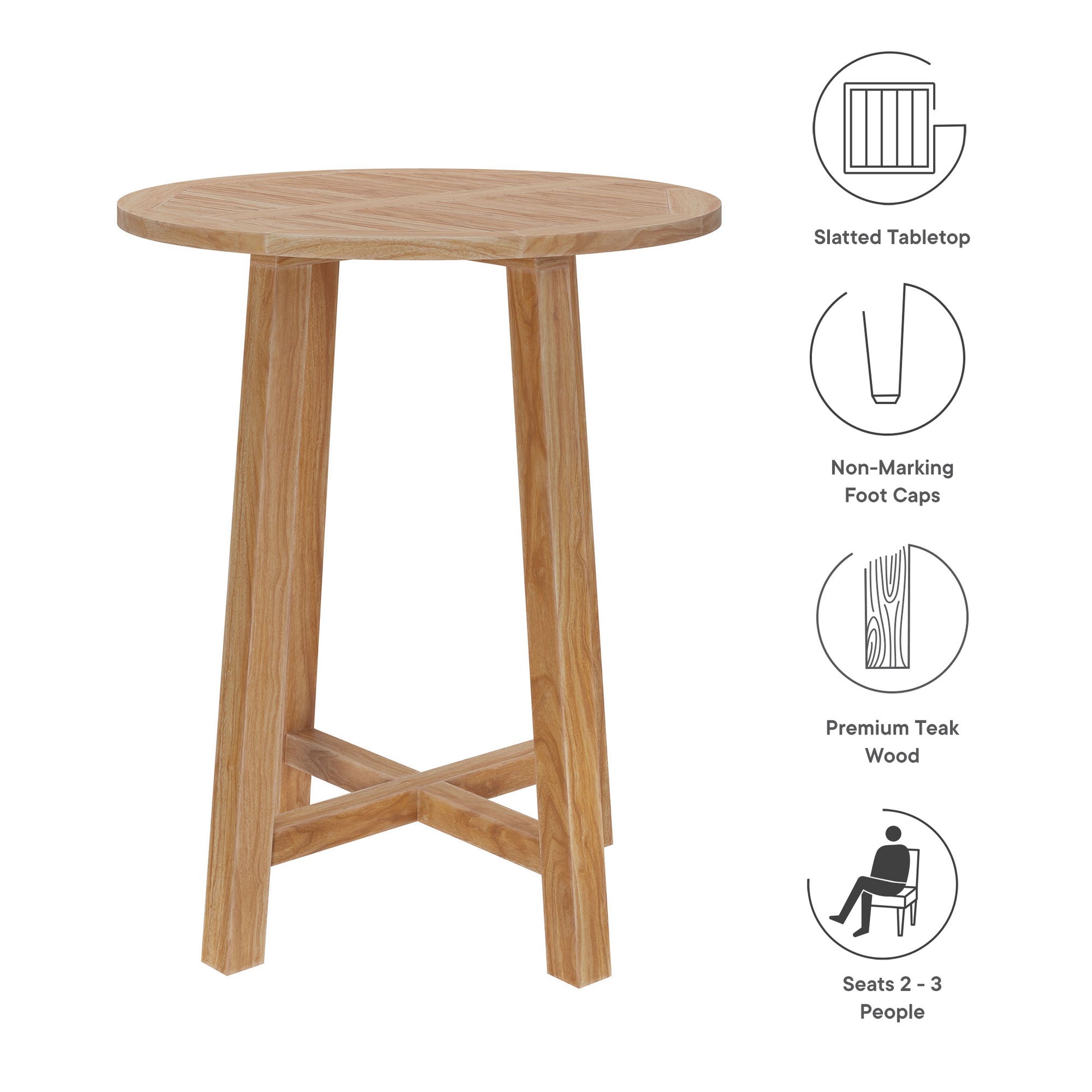 Wellspring 36" Outdoor Patio Teak Wood Bar Table by Modway - Best Buy Furniture