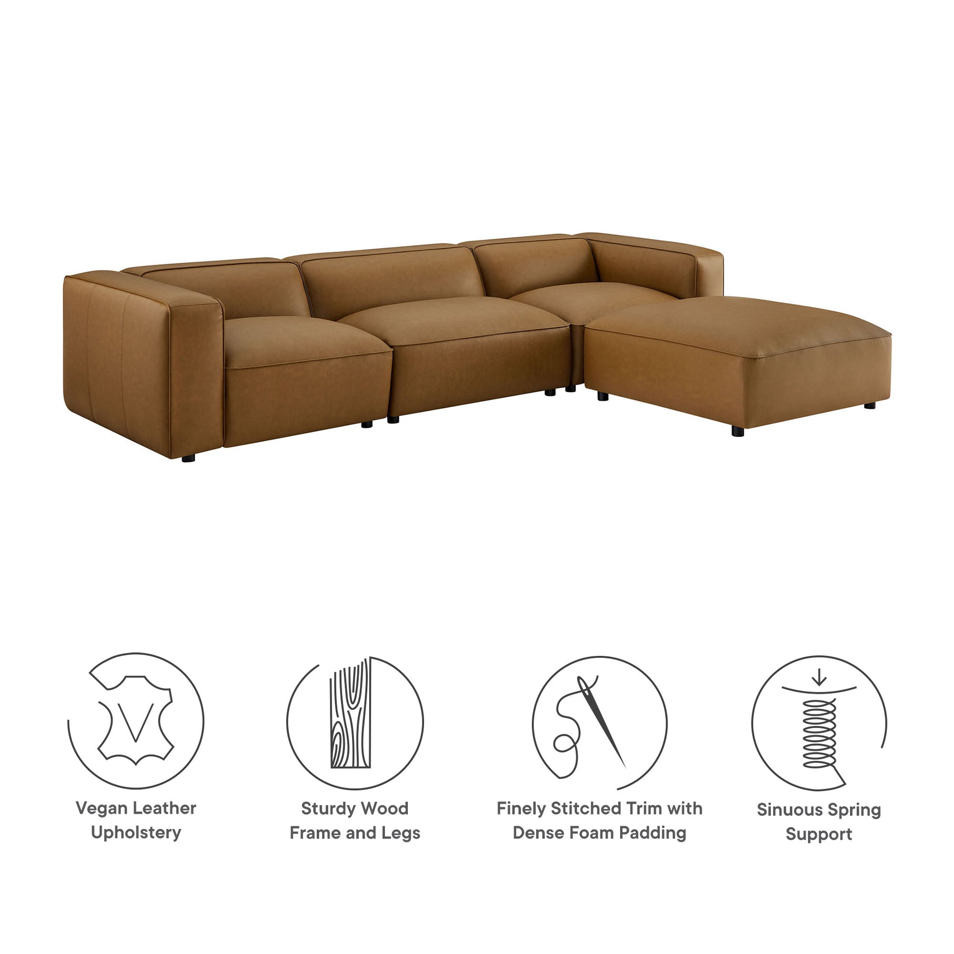 Auren 4-Piece Vegan Leather Modular Sofa Set by Modway - Best Buy Furniture