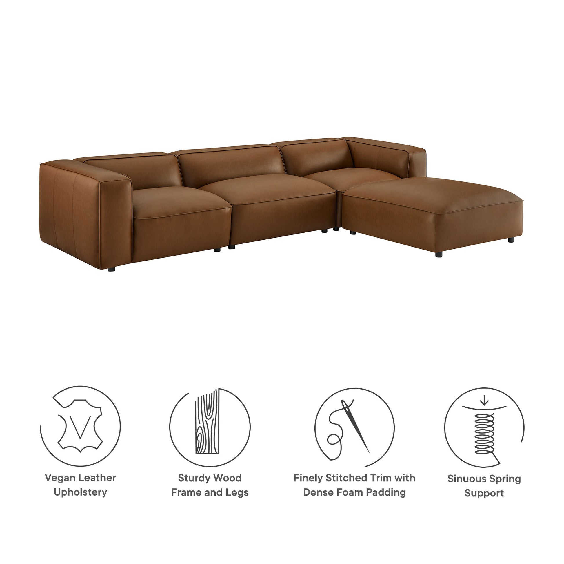 Auren 4-Piece Vegan Leather Modular Sofa Set by Modway - Best Buy Furniture