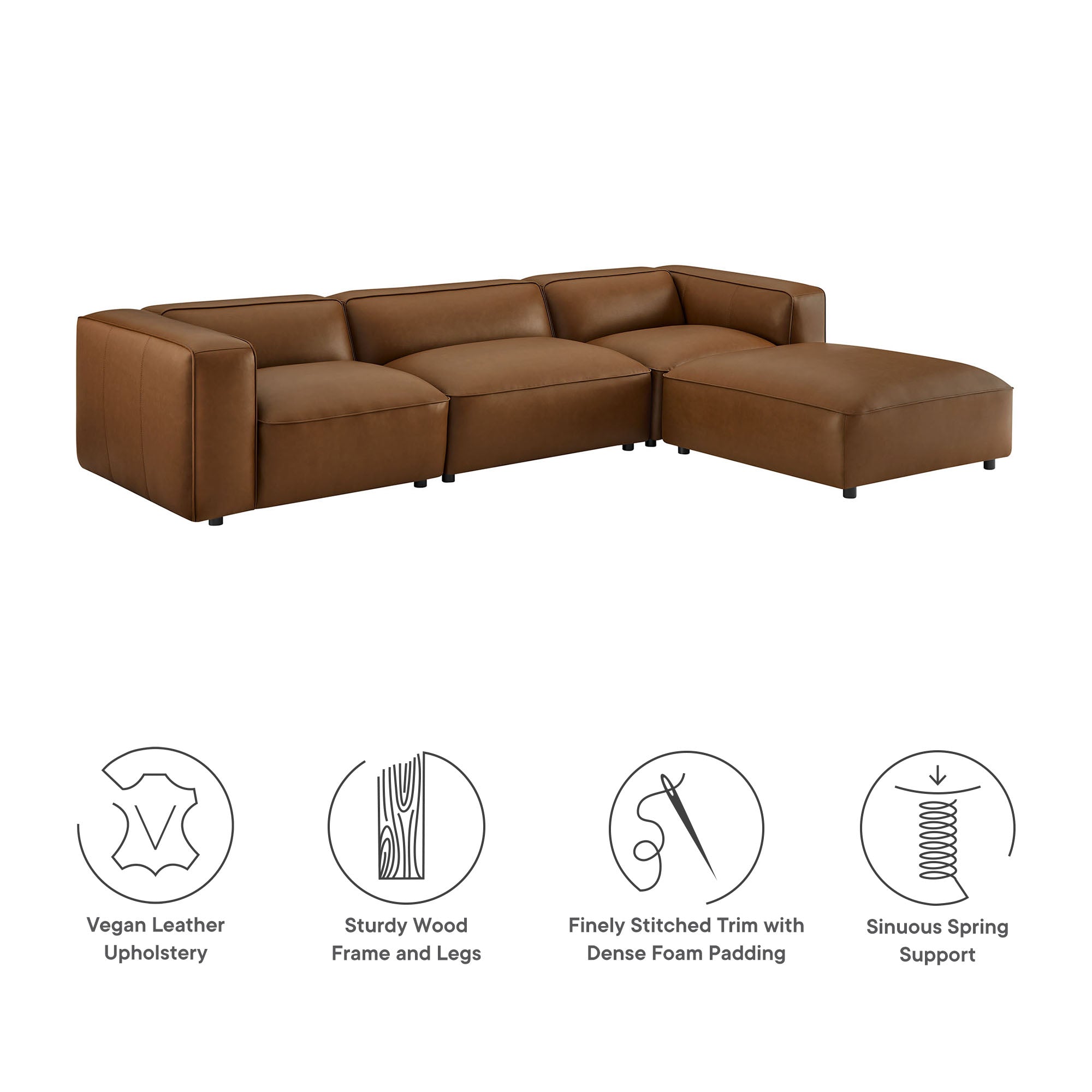 Auren 4-Piece Vegan Leather Modular Sofa Set by Modway - Best Buy Furniture